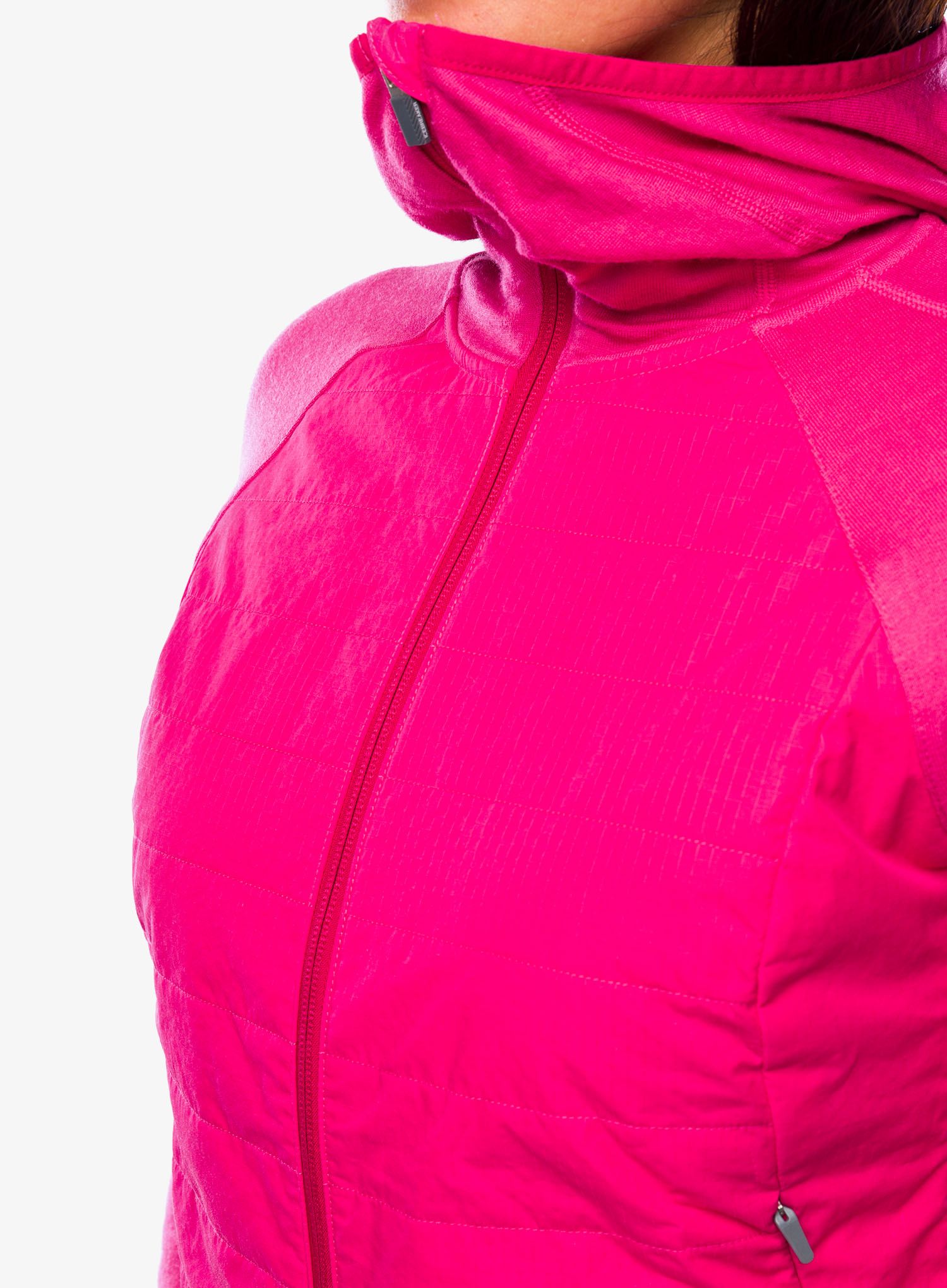 Hybridní bunda dámská Icebreaker Merino Quantum Hybrid LS Zip Hoodie - pink/tempo