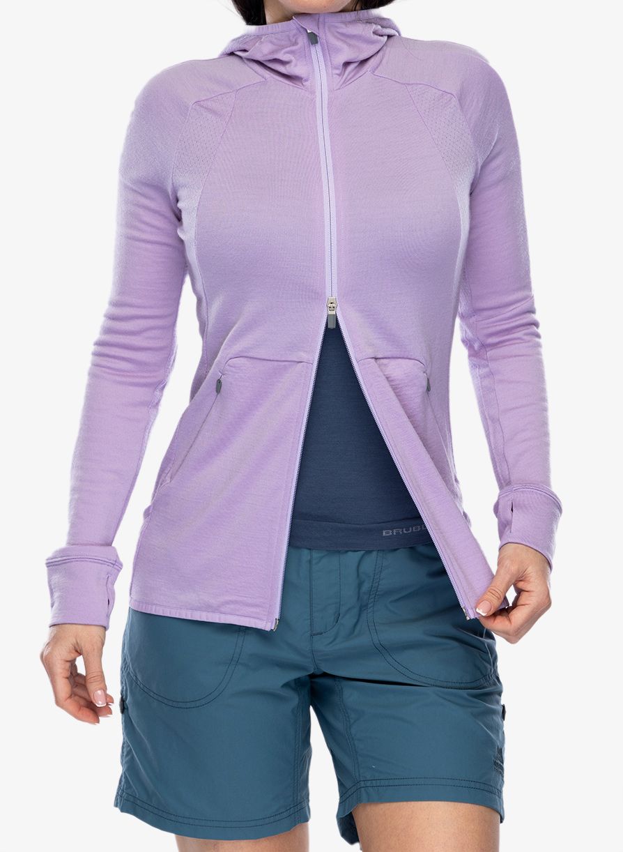 Dámská mikina Icebreaker Merino Quantum ZoneKnit LS Zip Hoodie - purple gaze
