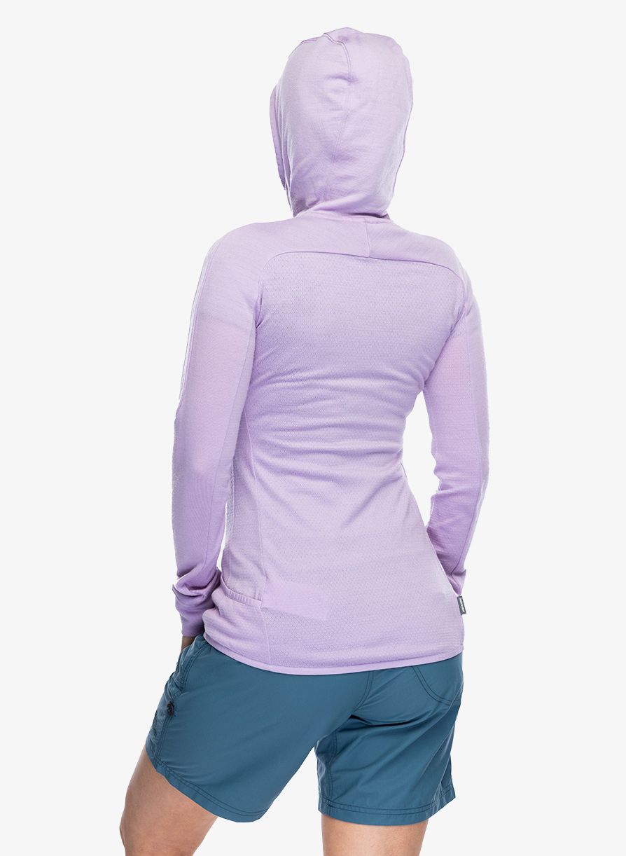 Dámská mikina Icebreaker Merino Quantum ZoneKnit LS Zip Hoodie - purple gaze