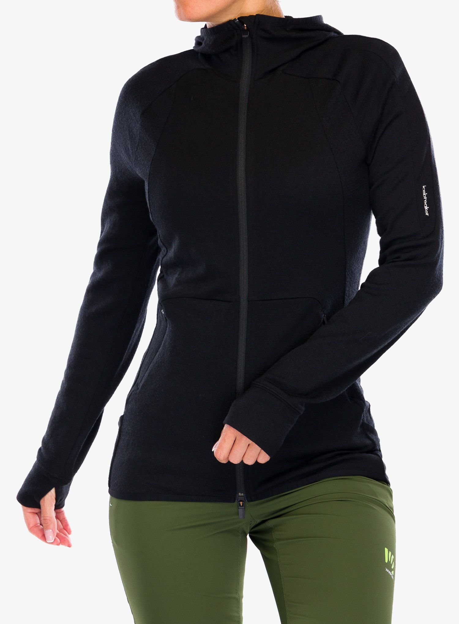 Dámská mikina Icebreaker ZoneKnit LS Zip Hoodie - black