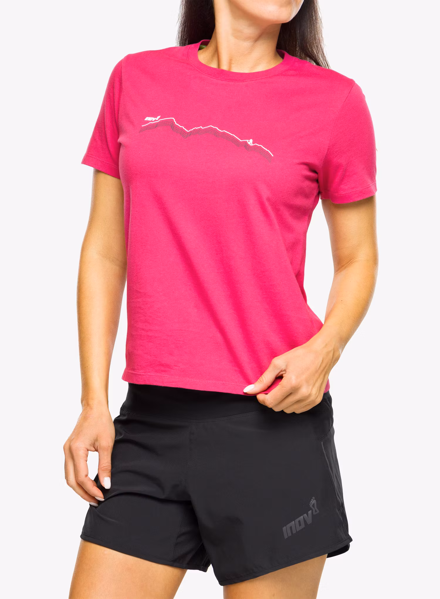 Bavlněné tričko dámské Inov-8 Graphic Tee SS Ridge - pink