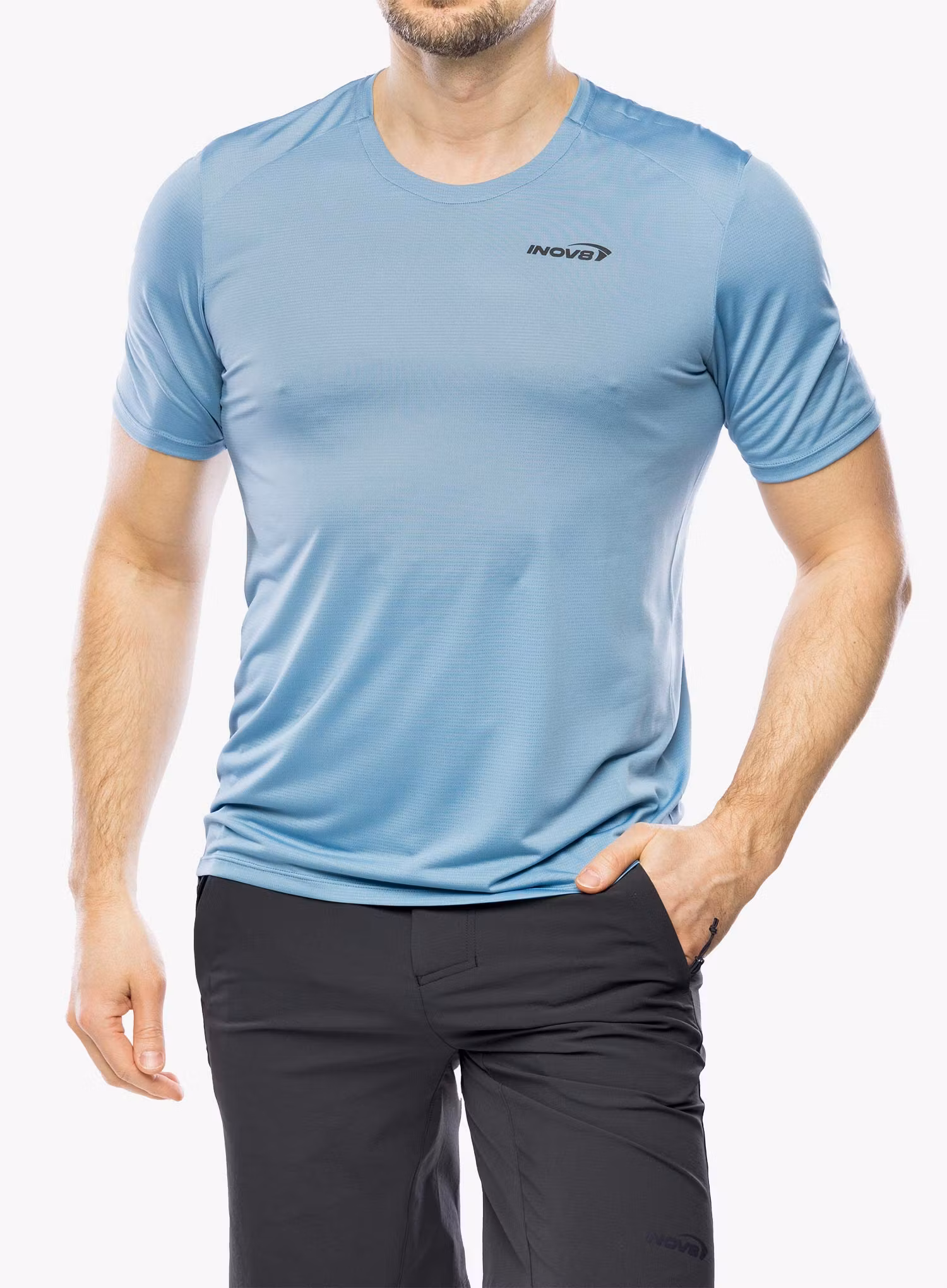 Běžecké triko Inov-8 Performance Short Sleeve - blue grey/slate