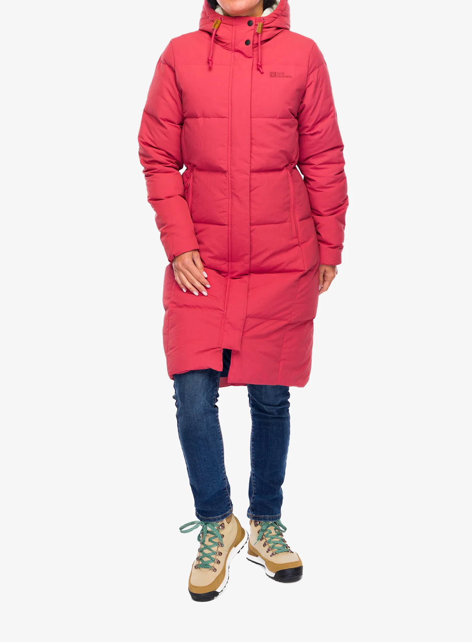Dámský péřový kabát Jack Wolfskin Nordlicht Coat - red coral