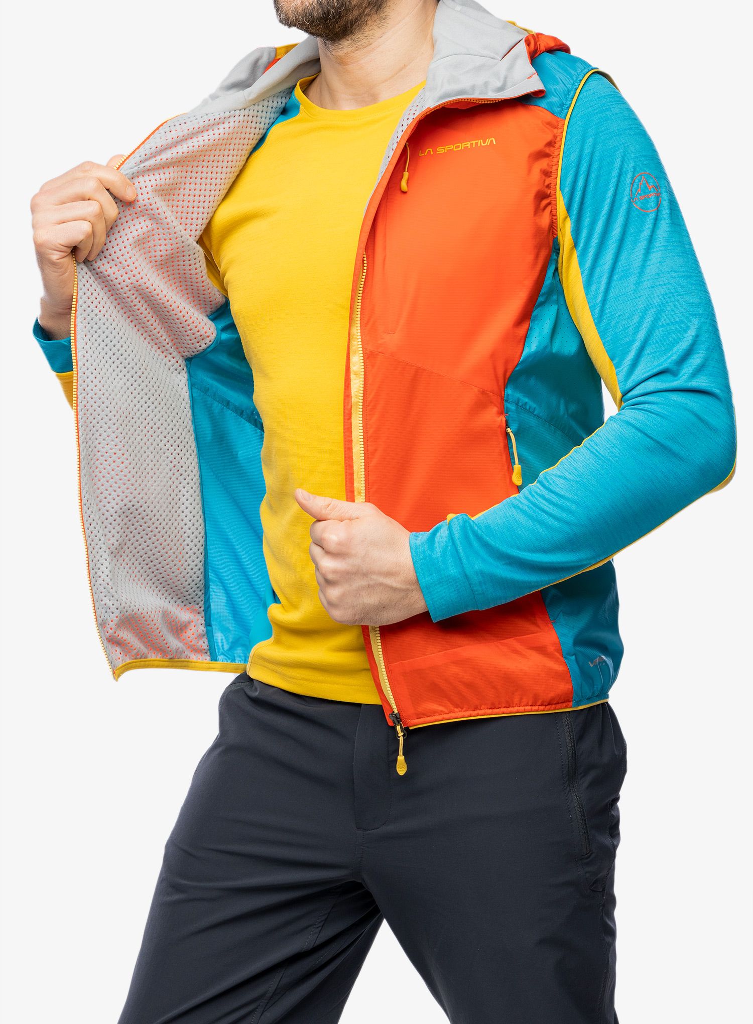 Vesta La Sportiva Across Lite Vest - cherry tomato/tropic blue