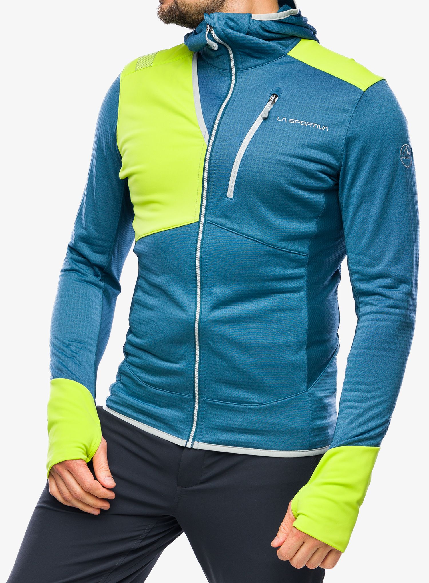 Mikina s kapucí La Sportiva Aequilibrium Thermal Hoody - storm blue/lime punch