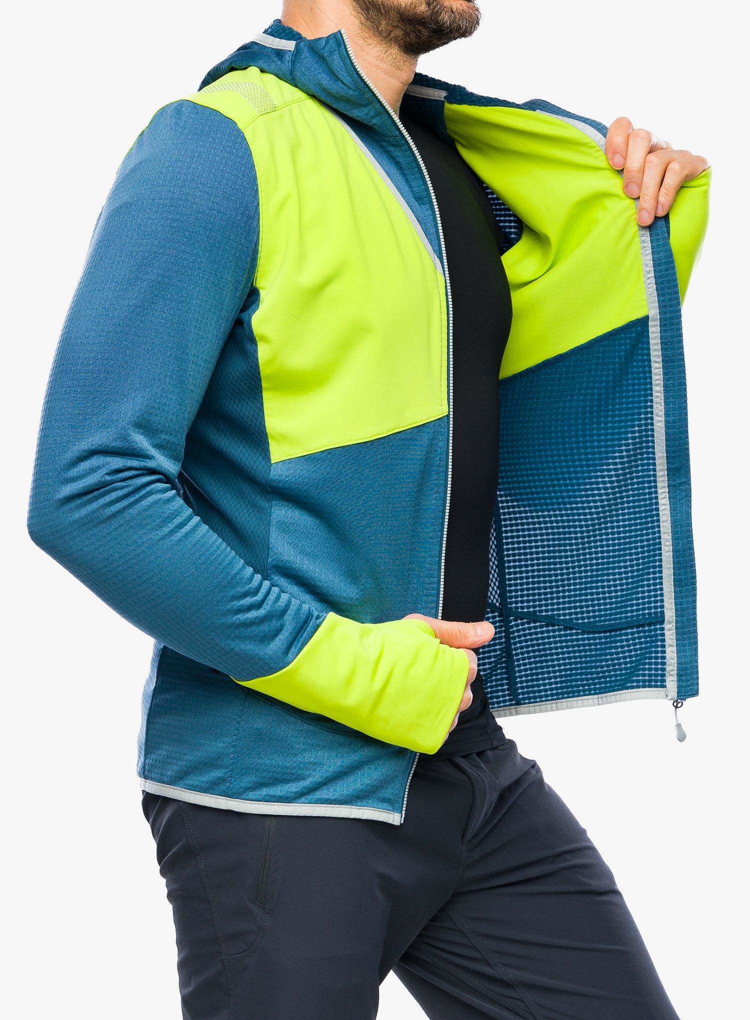 Mikina s kapucí La Sportiva Aequilibrium Thermal Hoody - storm blue/lime punch