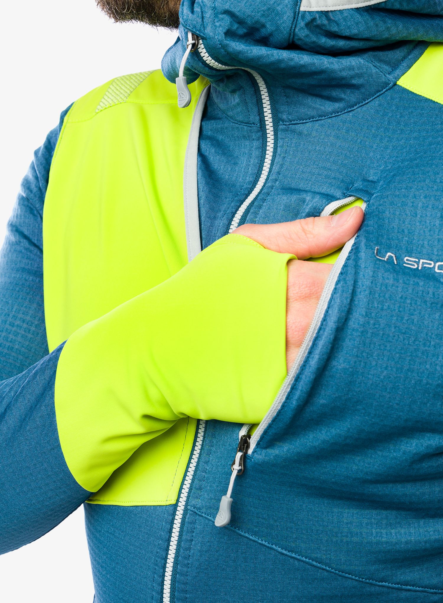 Mikina s kapucí La Sportiva Aequilibrium Thermal Hoody - storm blue/lime punch