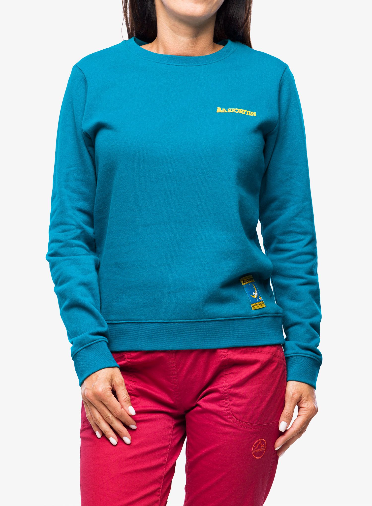 Dámská mikina na lezení La Sportiva Climbing on the Moon Sweatshirt - turchese/giallo