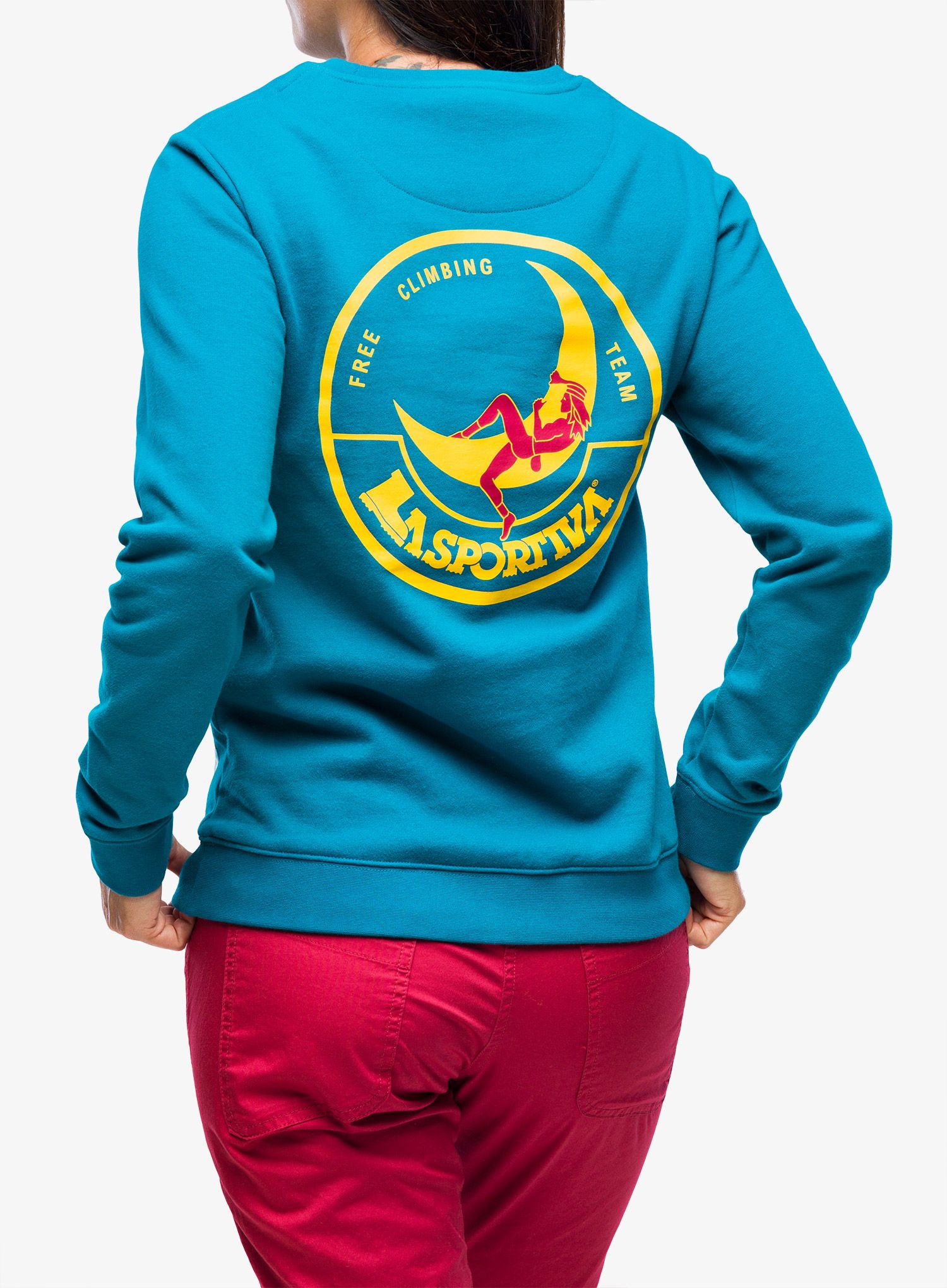 Dámská mikina na lezení La Sportiva Climbing on the Moon Sweatshirt - turchese/giallo