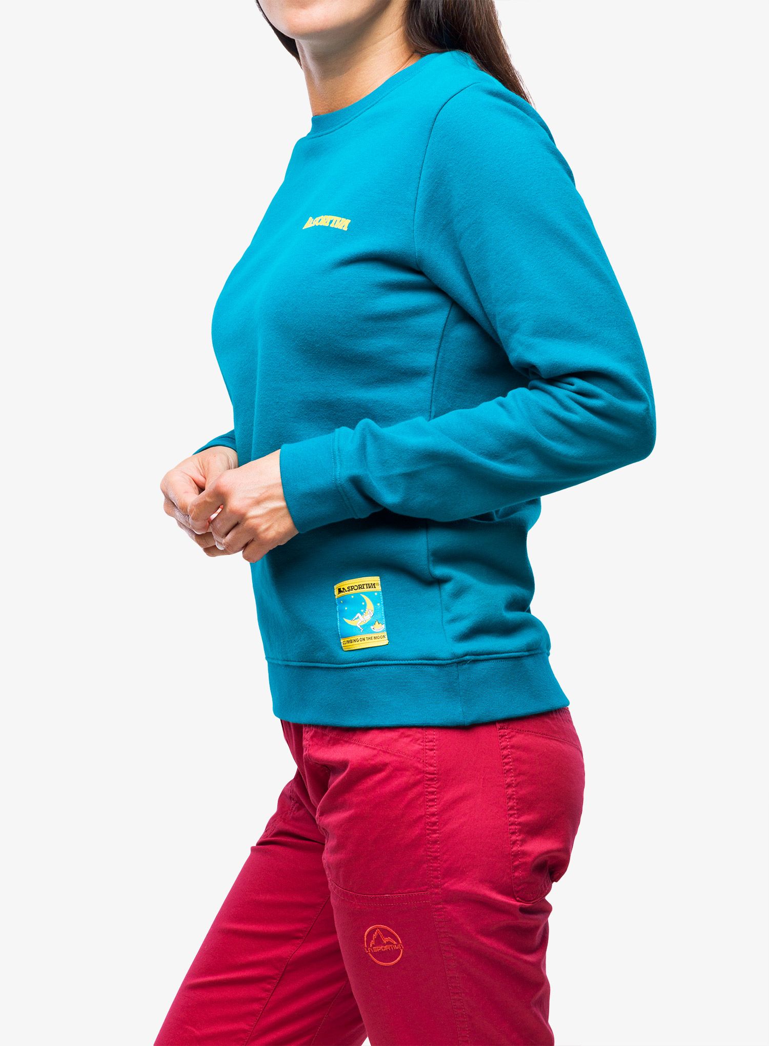 Dámská mikina na lezení La Sportiva Climbing on the Moon Sweatshirt - turchese/giallo