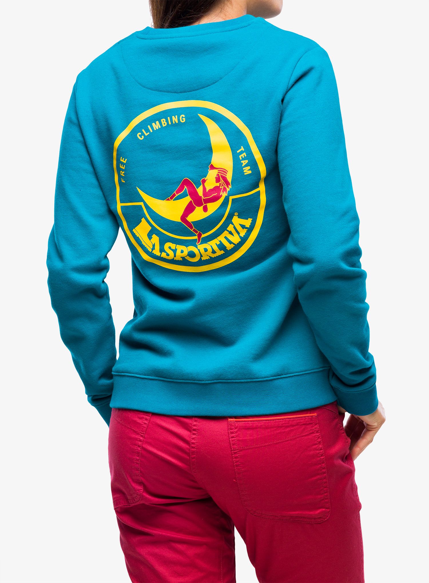 Dámská mikina na lezení La Sportiva Climbing on the Moon Sweatshirt - turchese/giallo
