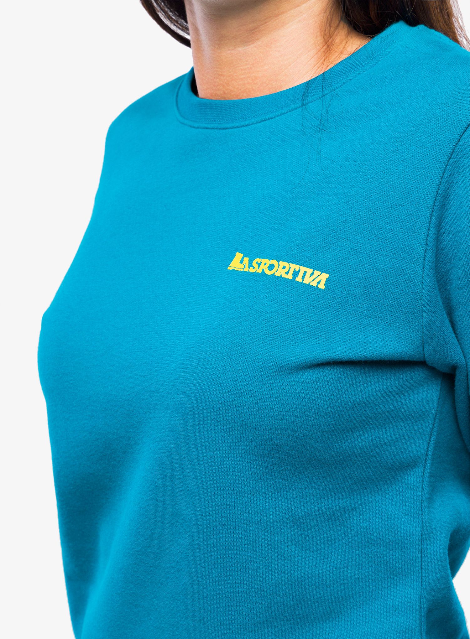 Dámská mikina na lezení La Sportiva Climbing on the Moon Sweatshirt - turchese/giallo