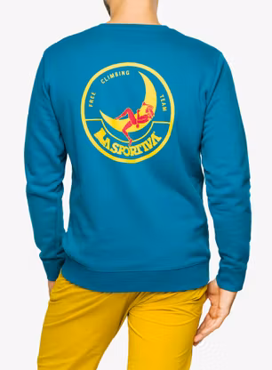 Mikina na lezení La Sportiva Climbing on the Moon Sweatshirt - turchese/giallo