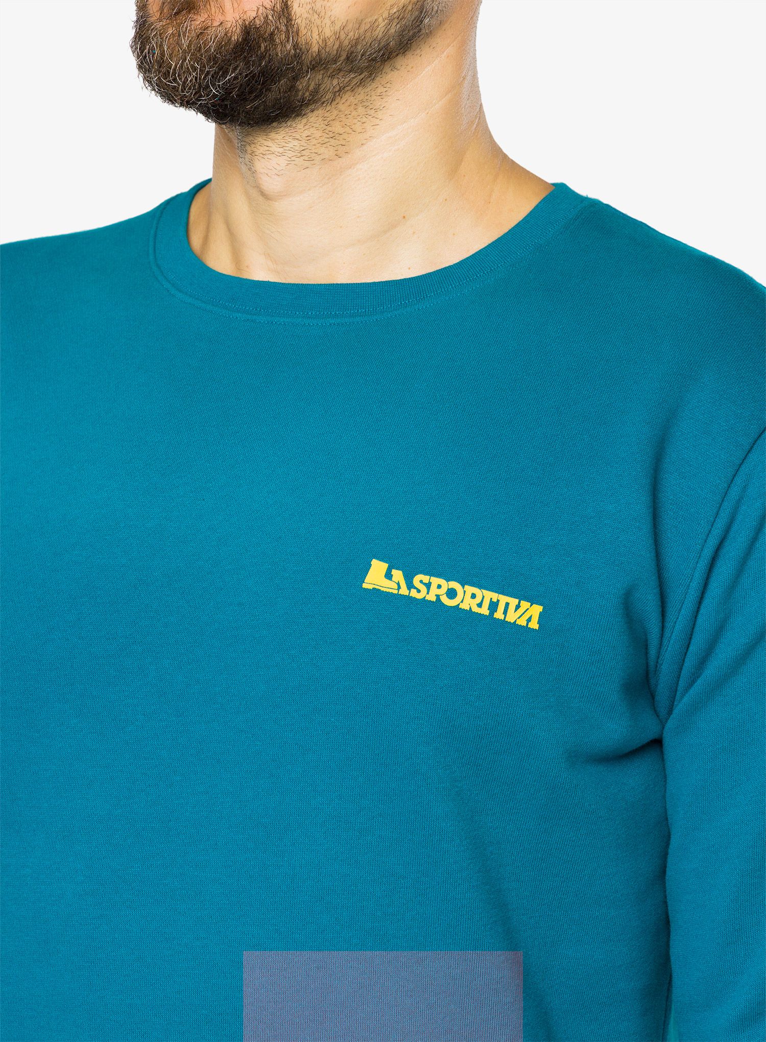 Mikina na lezení La Sportiva Climbing on the Moon Sweatshirt - turchese/giallo