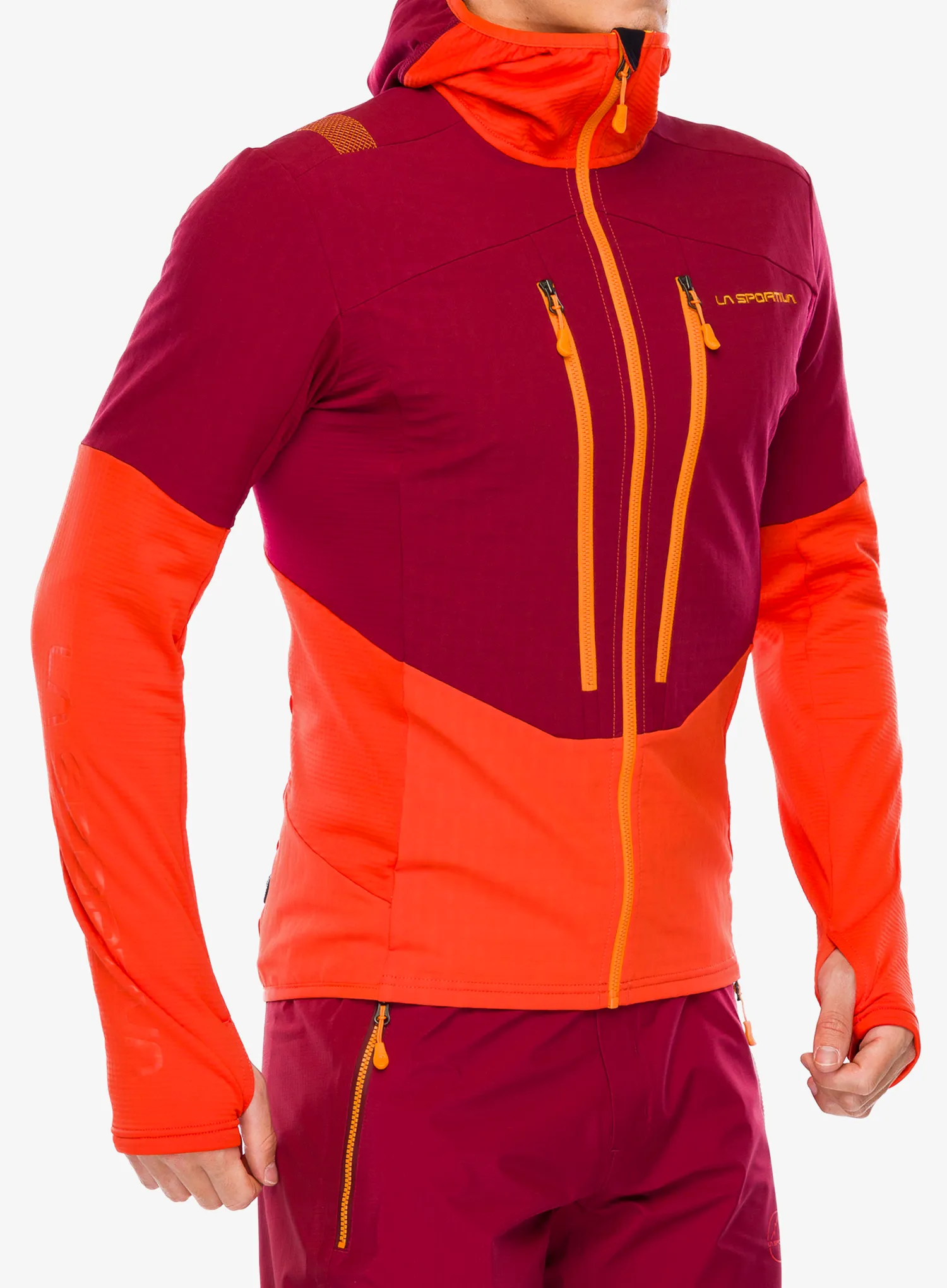 Mikina s kapucí La Sportiva Session Tech Hoody - cherry tomato/sangria