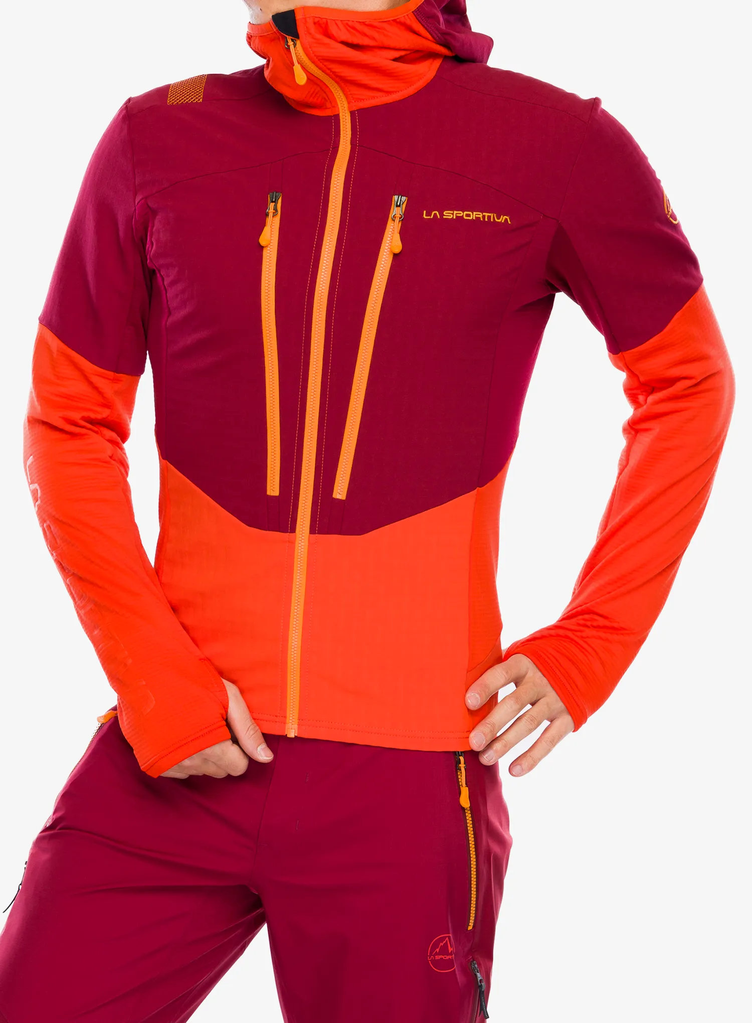 Mikina s kapucí La Sportiva Session Tech Hoody - cherry tomato/sangria