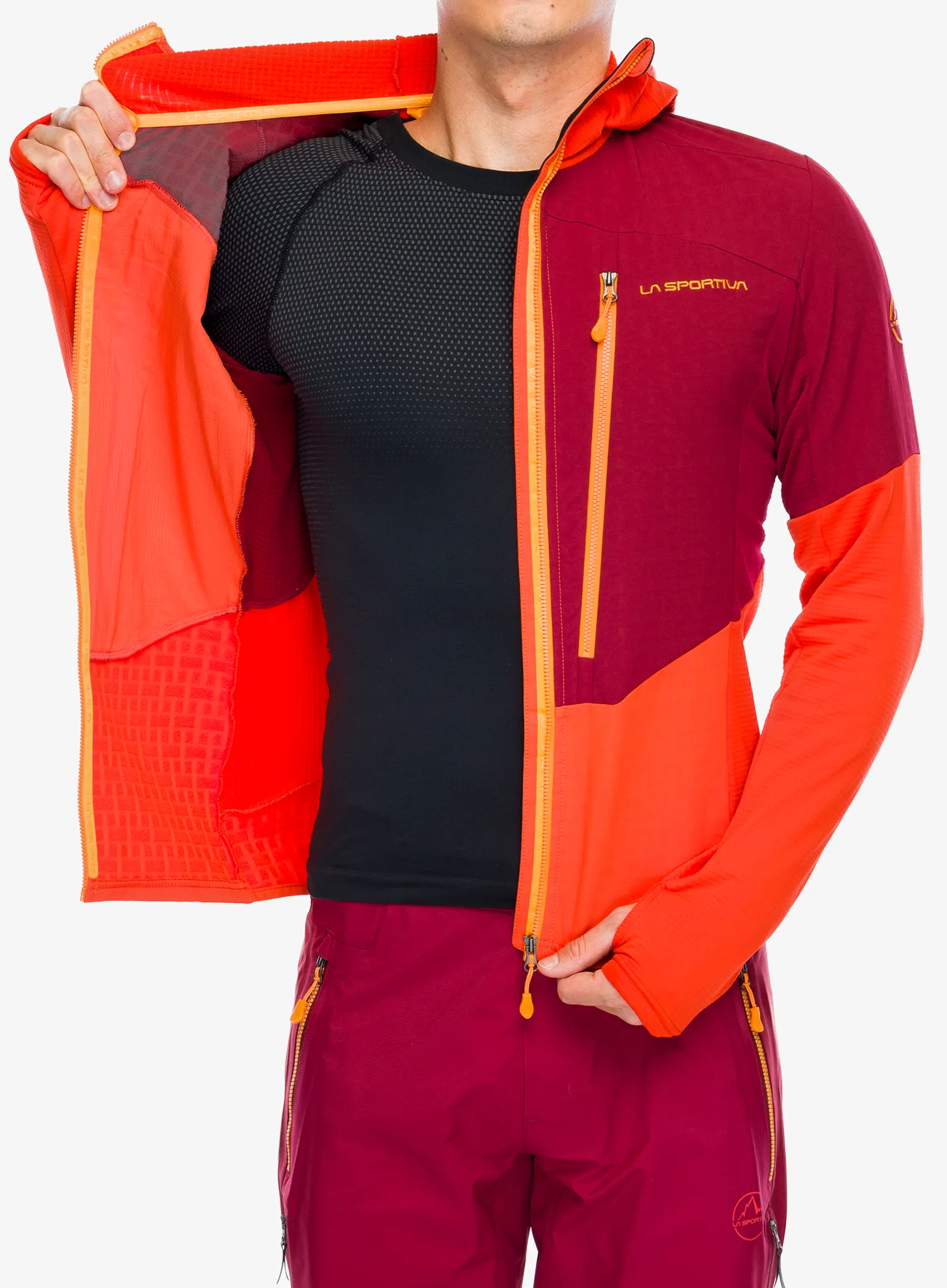 Mikina s kapucí La Sportiva Session Tech Hoody - cherry tomato/sangria