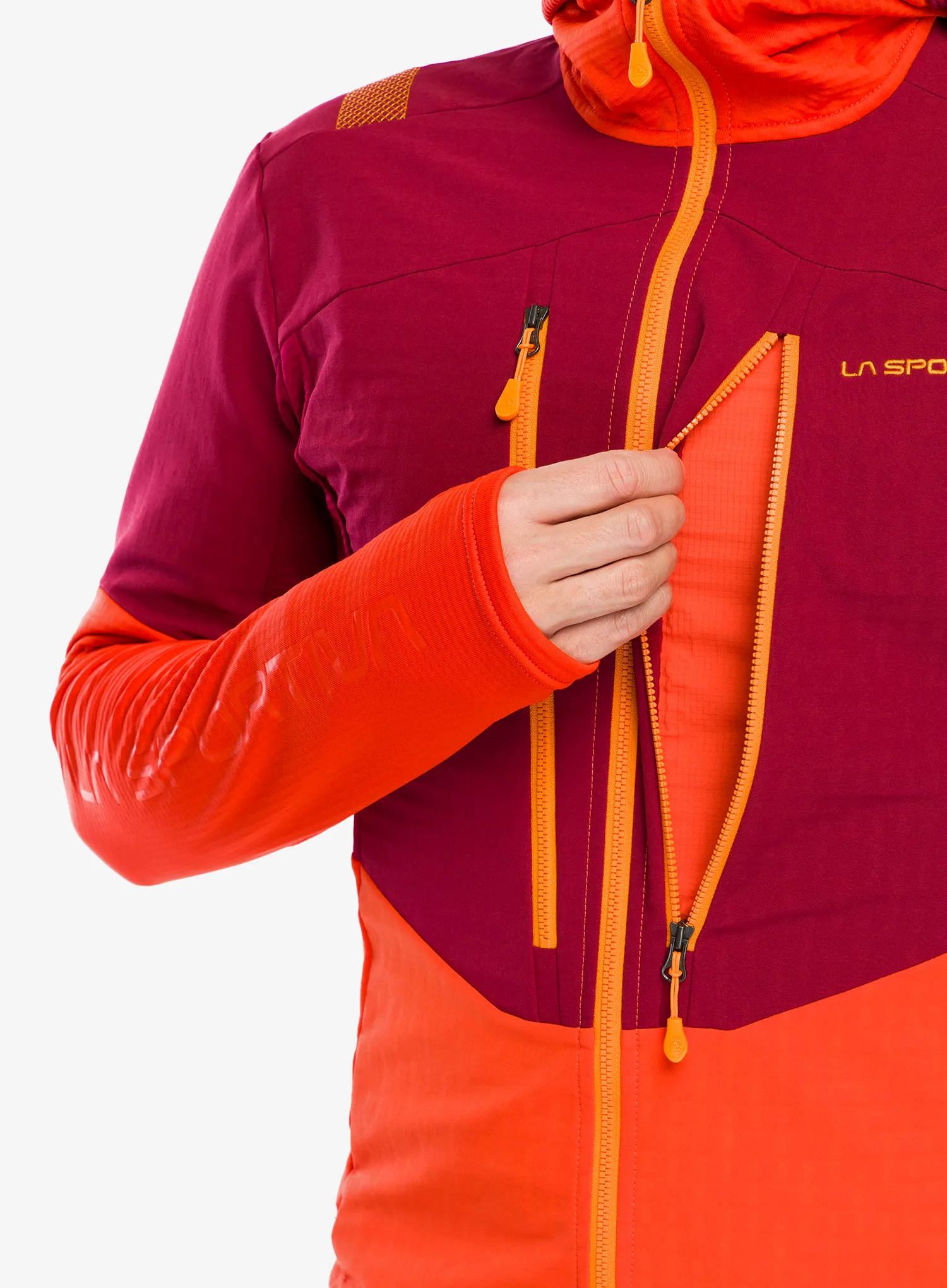 Mikina s kapucí La Sportiva Session Tech Hoody - cherry tomato/sangria
