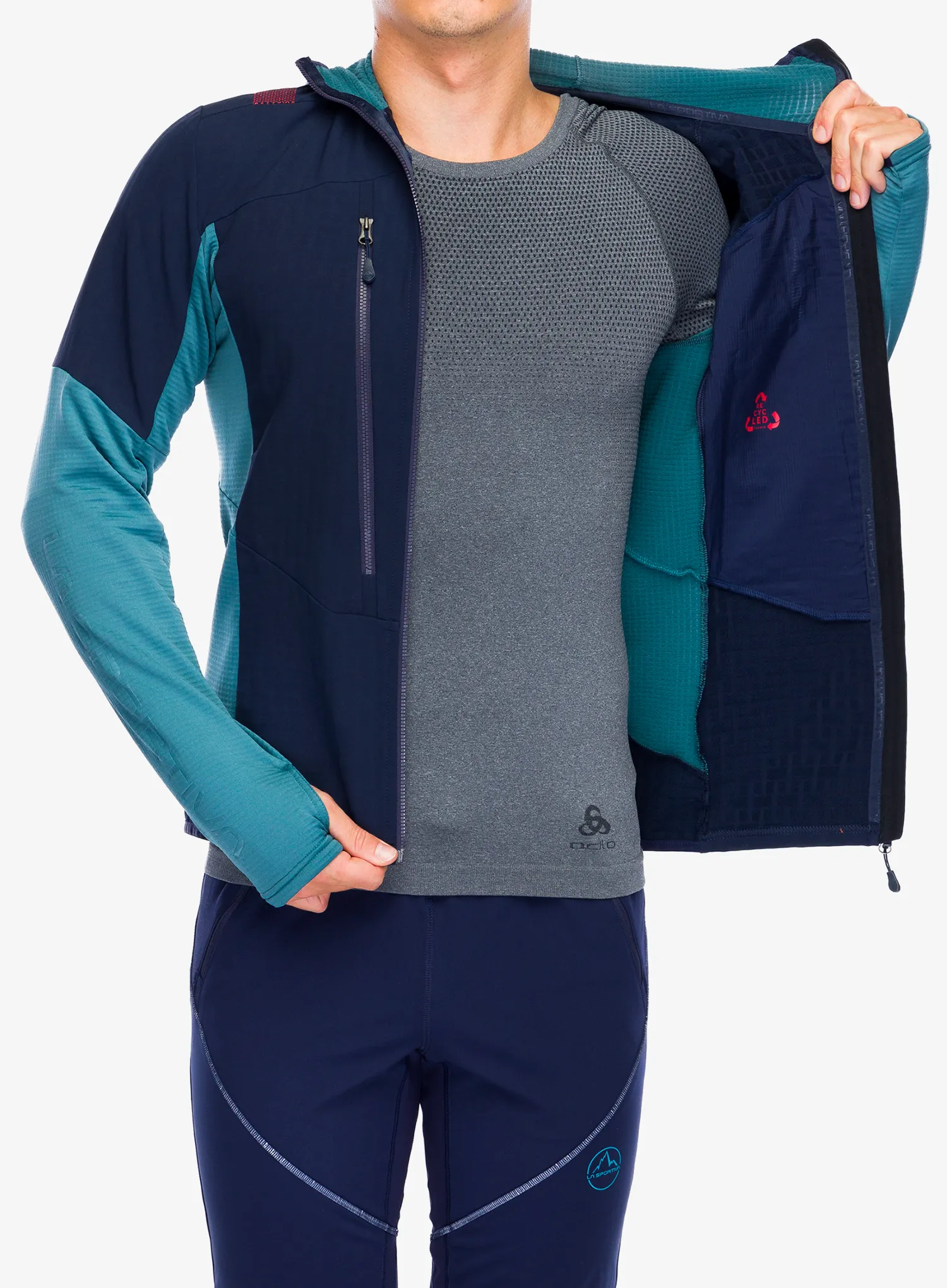 Mikina s kapucí La Sportiva Session Tech Hoody - deep sea/hurricane