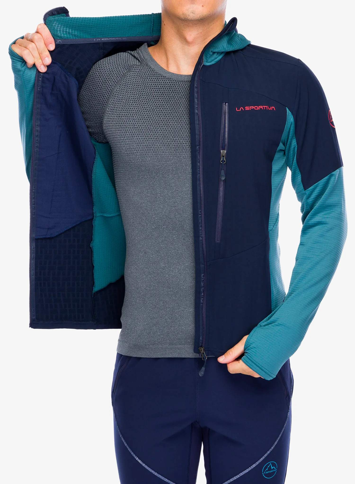 Mikina s kapucí La Sportiva Session Tech Hoody - deep sea/hurricane