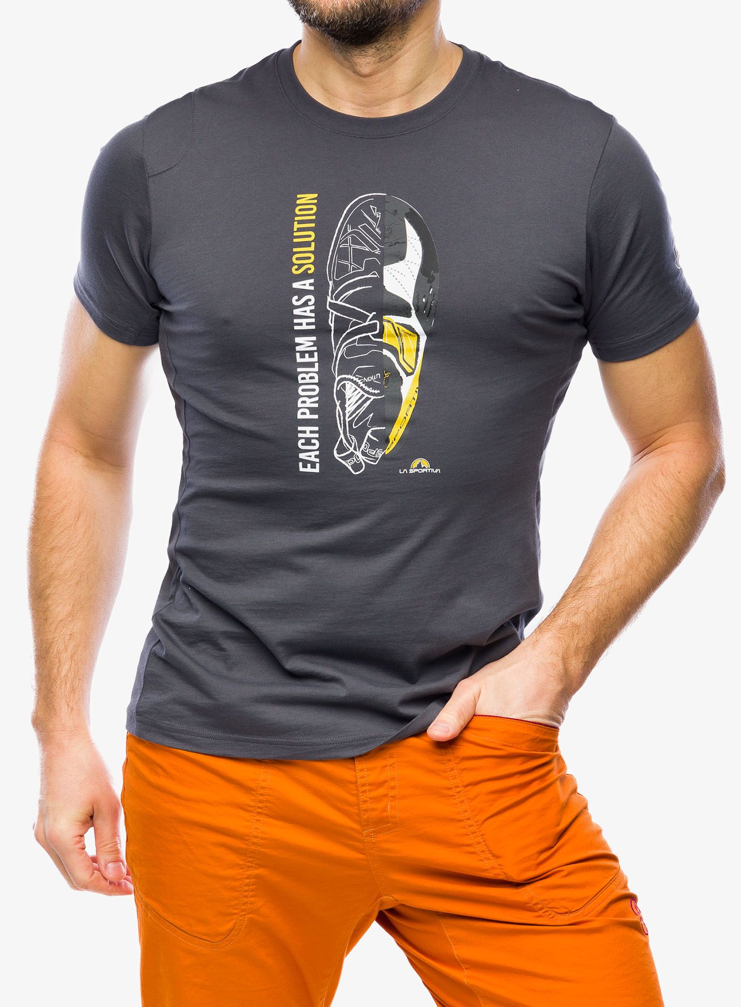 Tričko s potiskem La Sportiva Solution T-Shirt - carbon/yellow