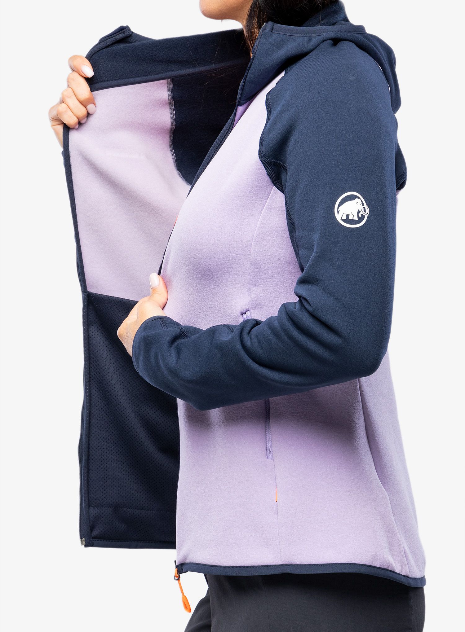 Fleece mikina dámská Mammut Aconcagua ML Hooded Jacket - supernova/marine