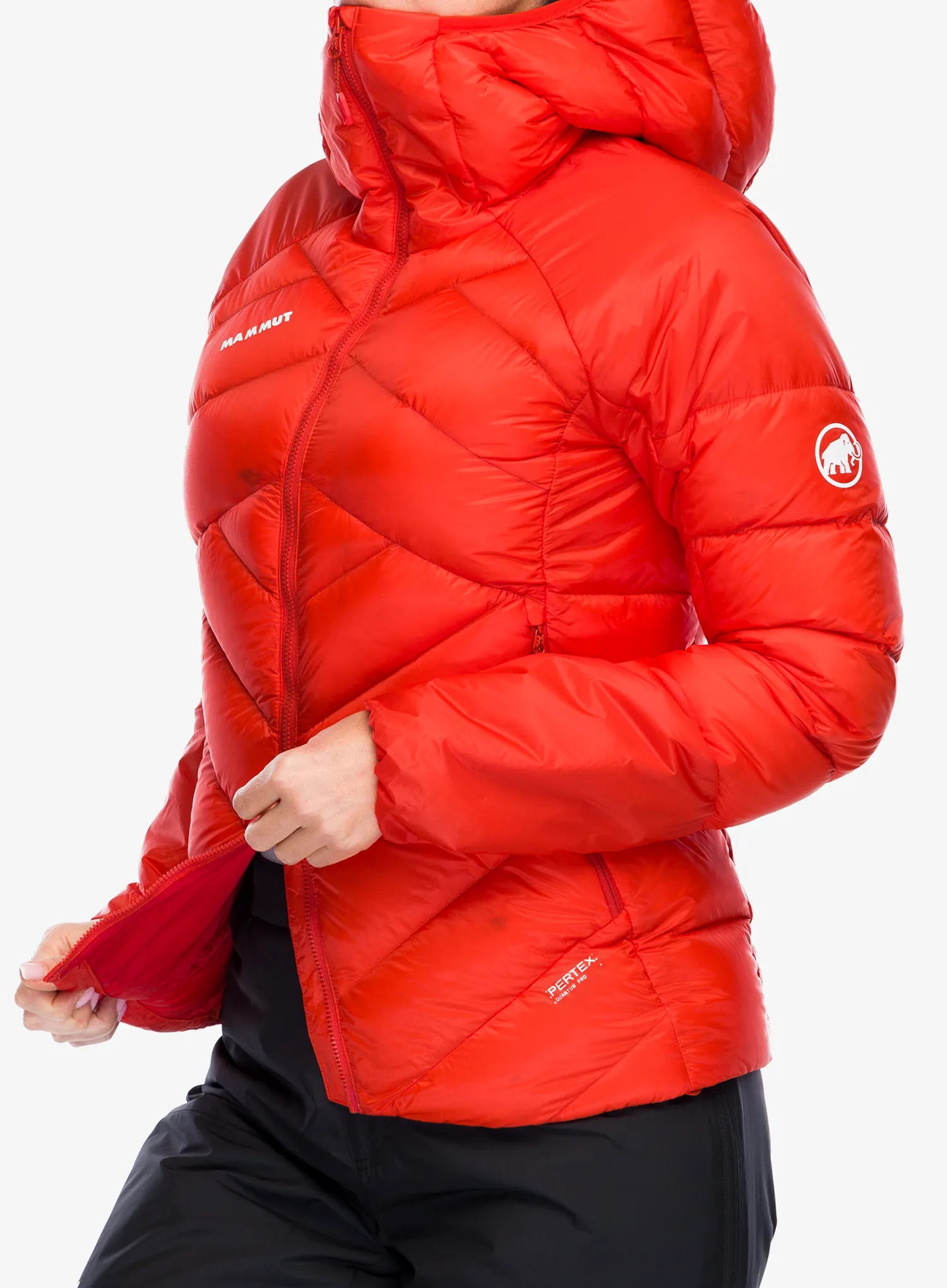 Dámská péřová bunda Mammut Taiss IN Hooded Jacket - mammut red