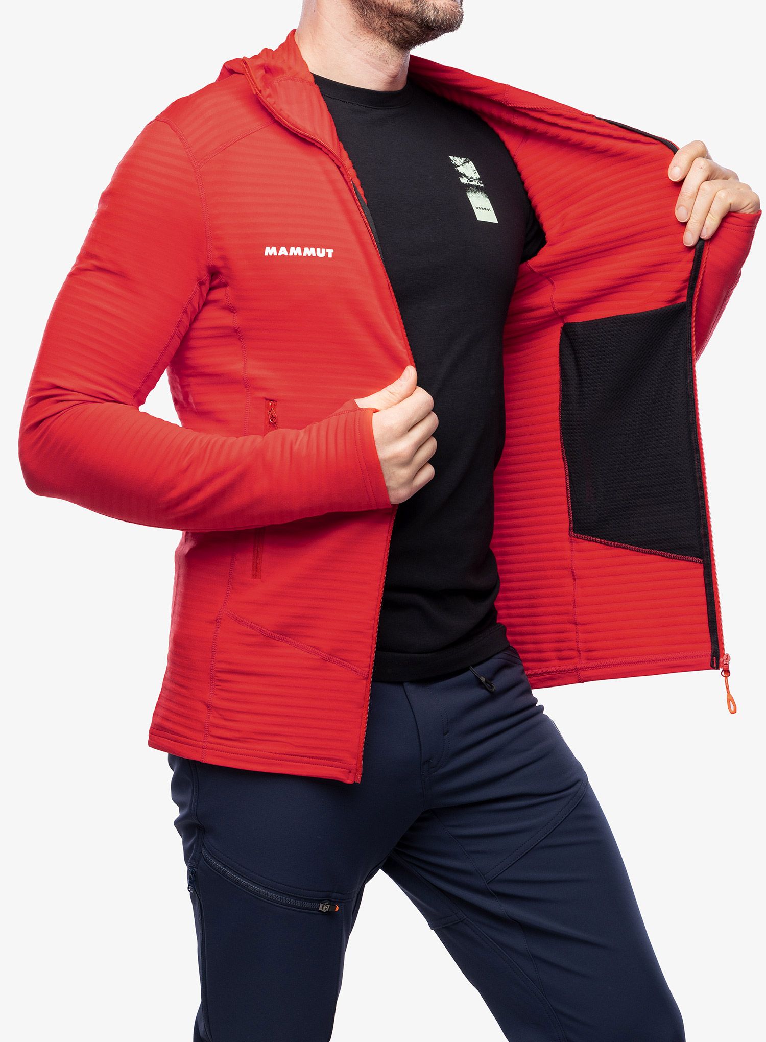 Rozepínací mikina Mammut Taiss Light ML Hooded Jacket - mammut red