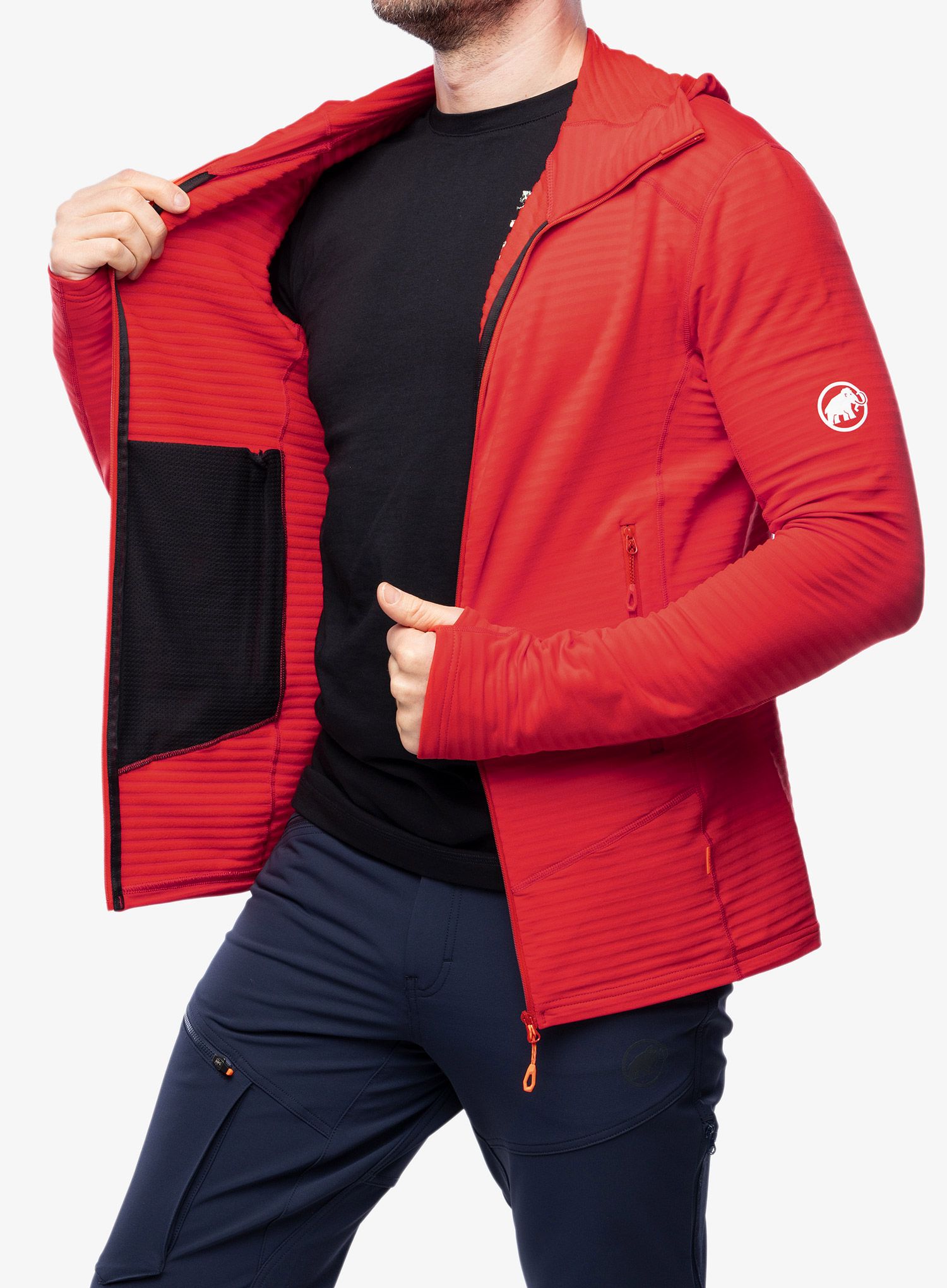 Rozepínací mikina Mammut Taiss Light ML Hooded Jacket - mammut red