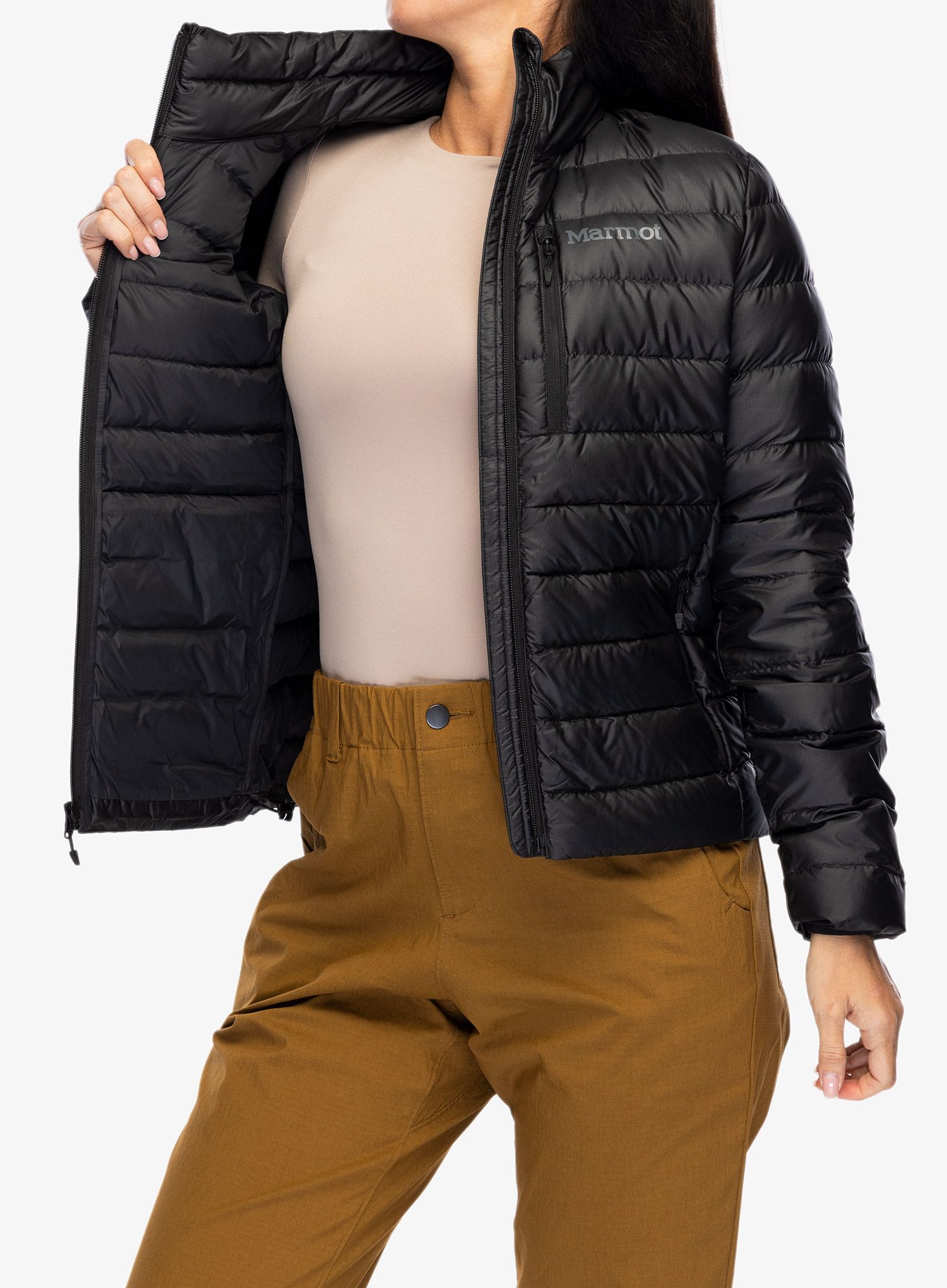 Dámská péřová bunda Marmot Highlander Jacket - black