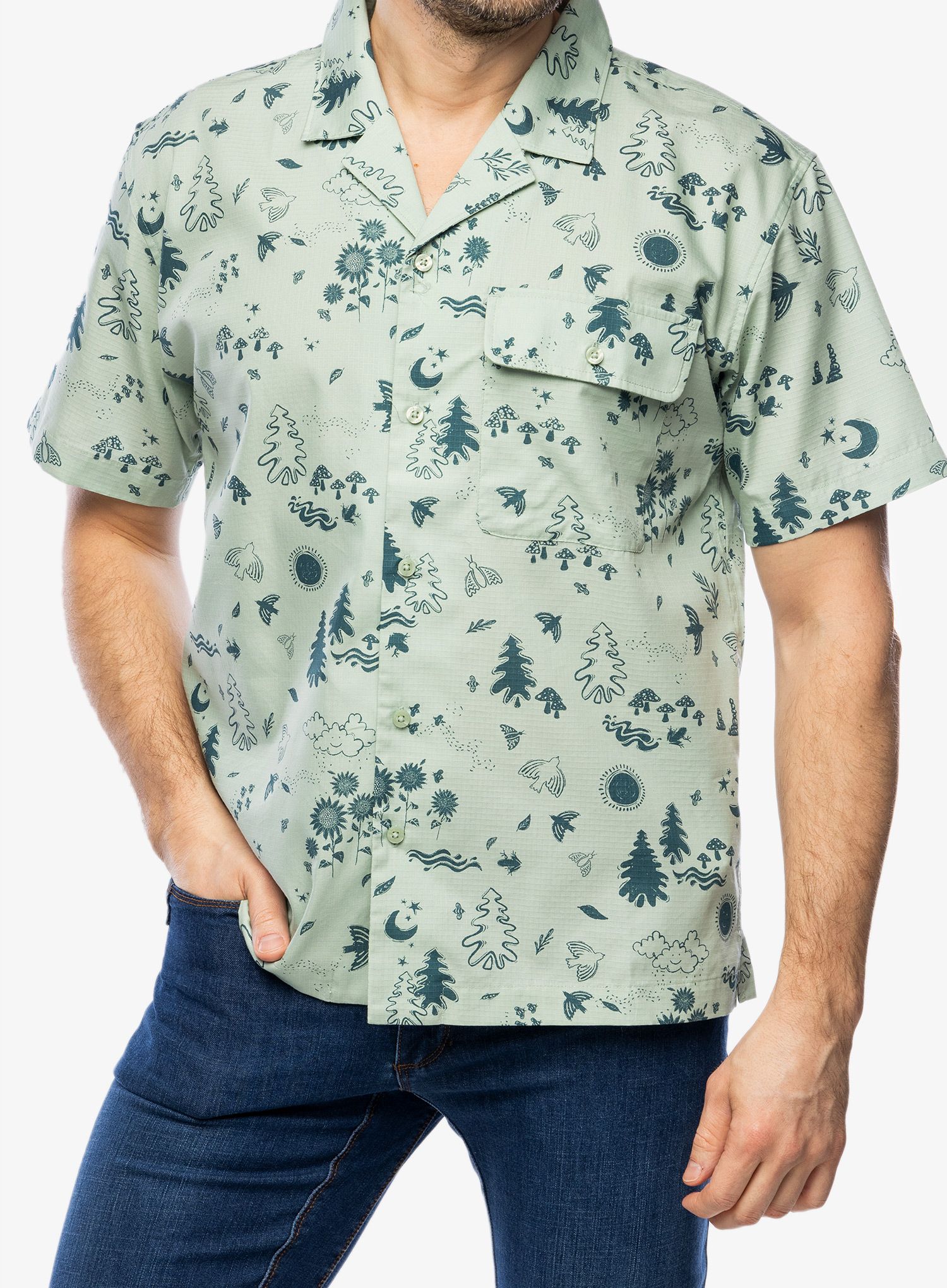 Košile Marmot Muir Camp Novelty S/S - frosty green trail mix