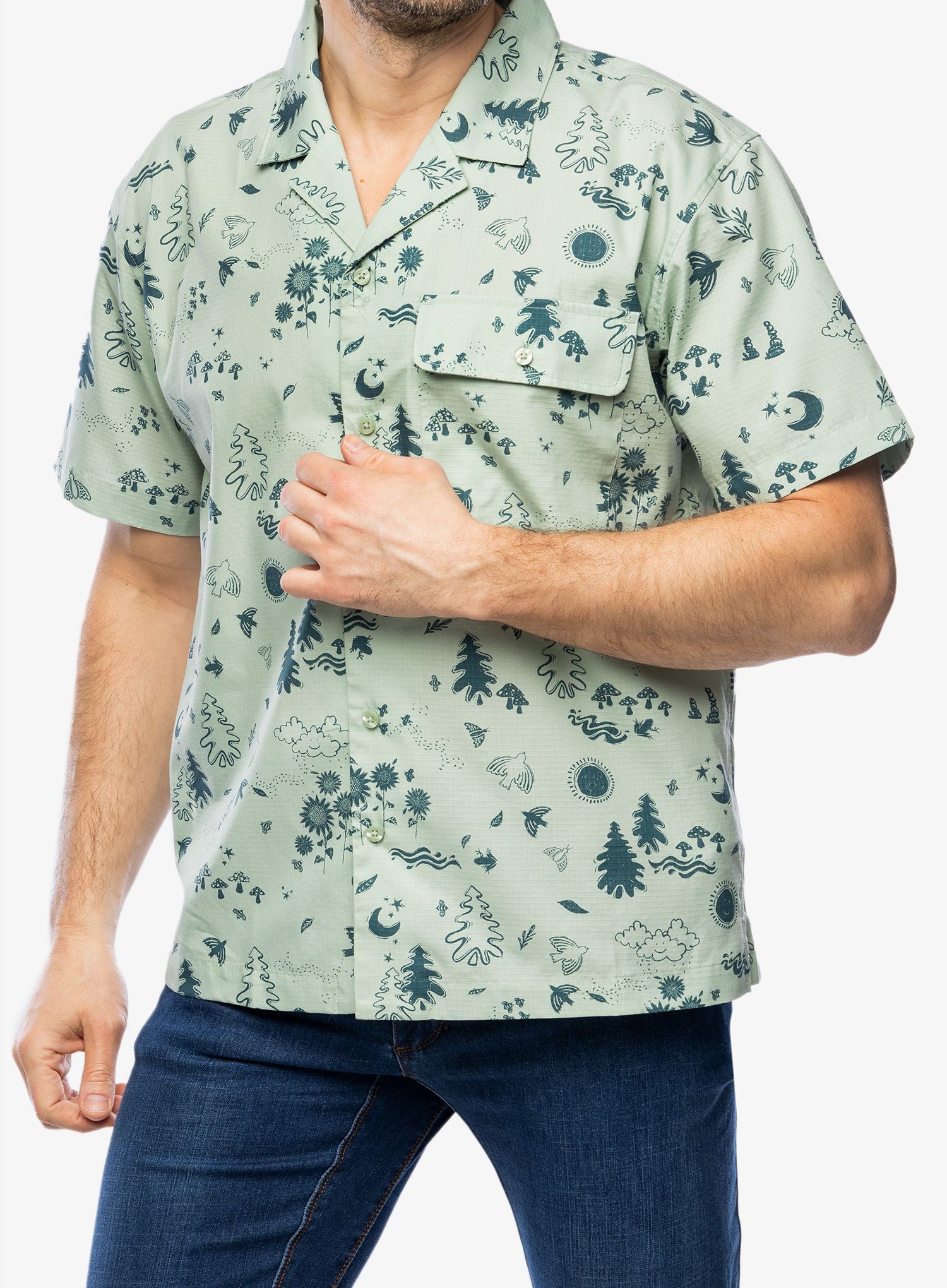 Košile Marmot Muir Camp Novelty S/S - frosty green trail mix