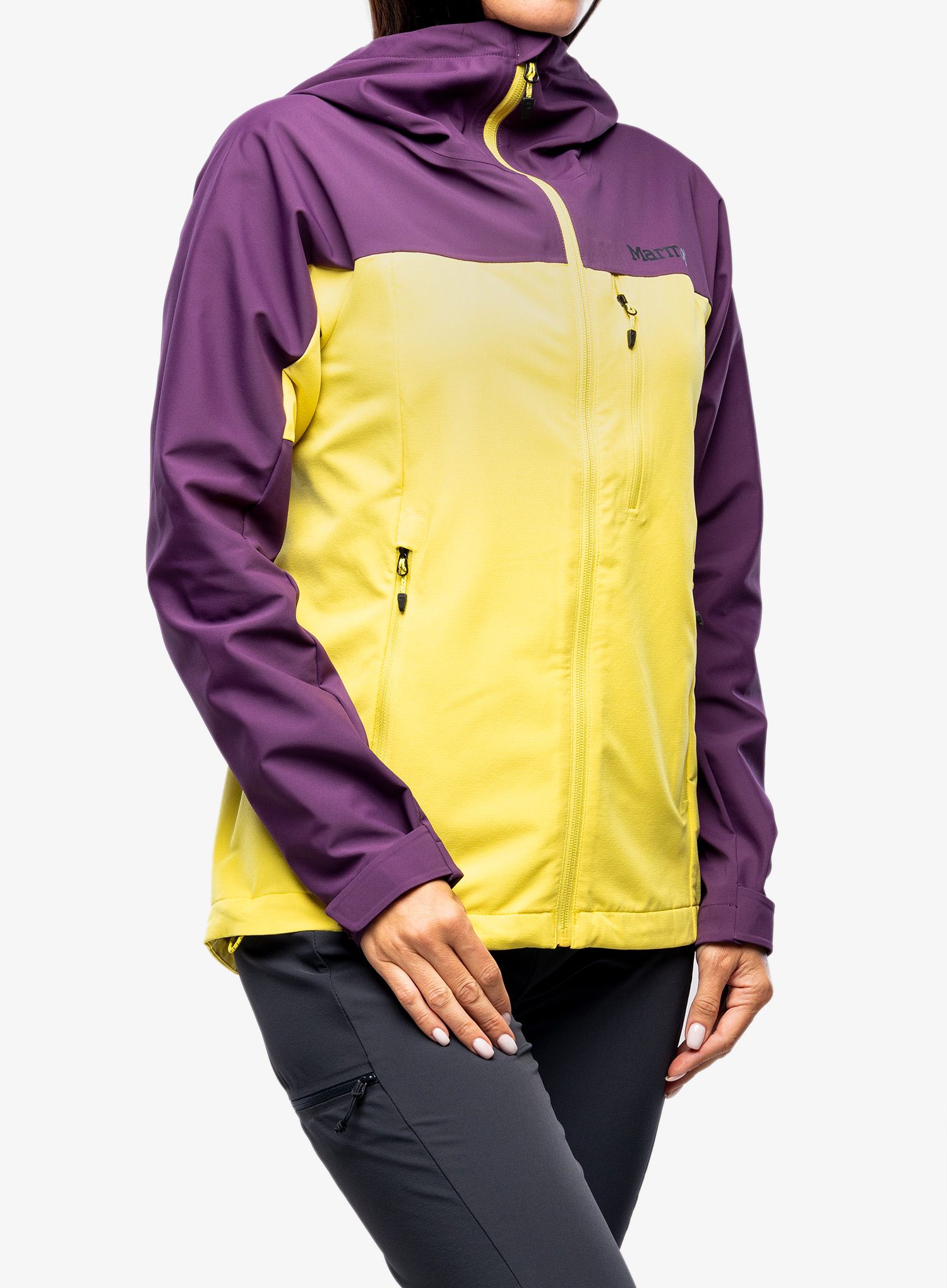 Softshellová bunda dámská Marmot ROM GORE-TEX Infinium Hoody - purple fig/limelight