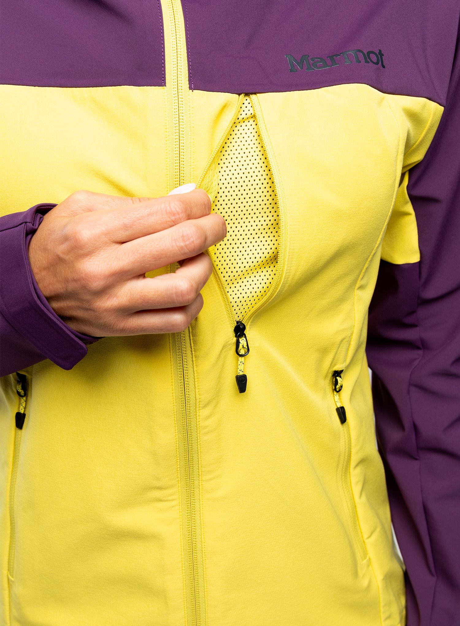 Softshellová bunda dámská Marmot ROM GORE-TEX Infinium Hoody - purple fig/limelight