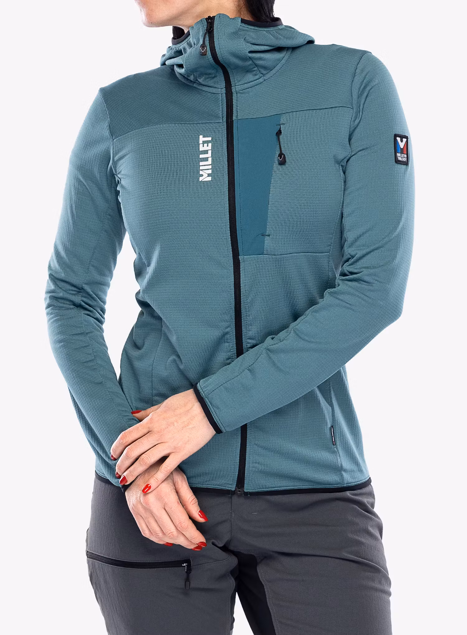 Fleece mikina dámská Millet Trilogy Light Grid Hoodie - hydro