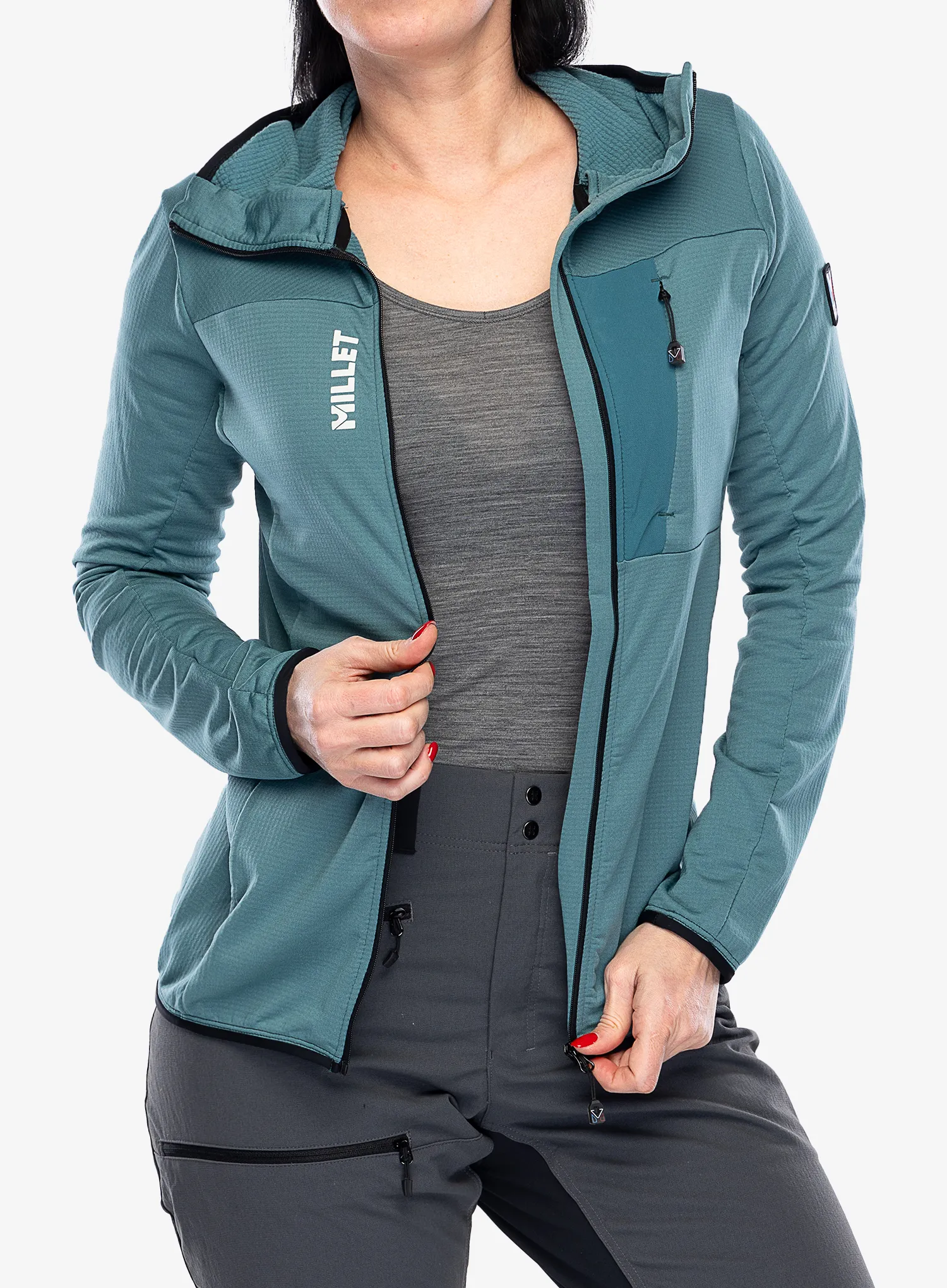 Fleece mikina dámská Millet Trilogy Light Grid Hoodie - hydro