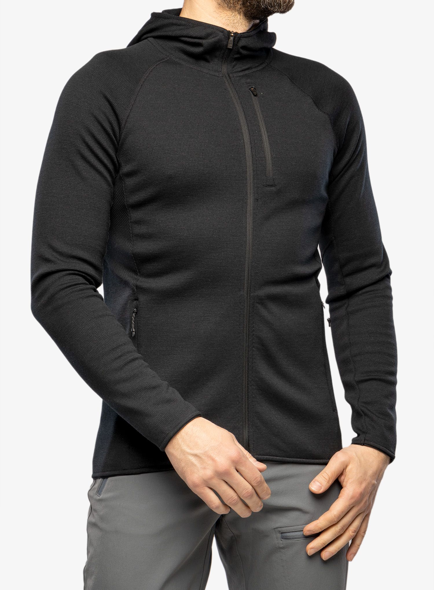 Fleece mikina Mons Royale Approach Merino Shift Fleece Hood - black