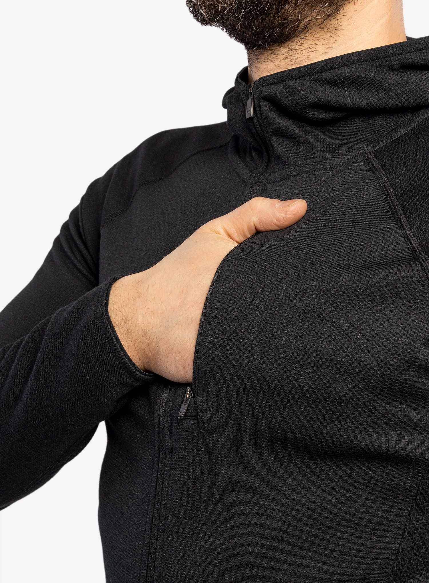 Fleece mikina Mons Royale Approach Merino Shift Fleece Hood - black