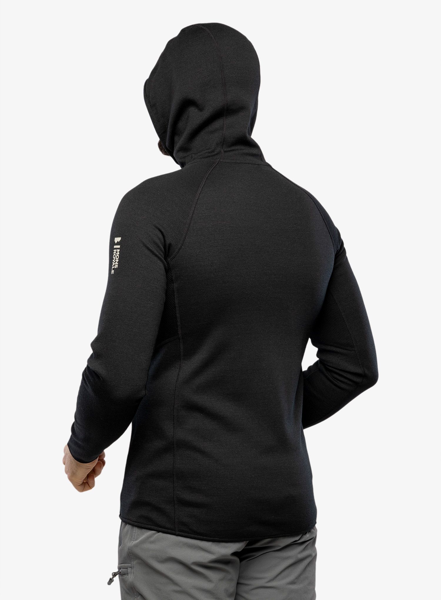 Fleece mikina Mons Royale Approach Merino Shift Fleece Hood - black