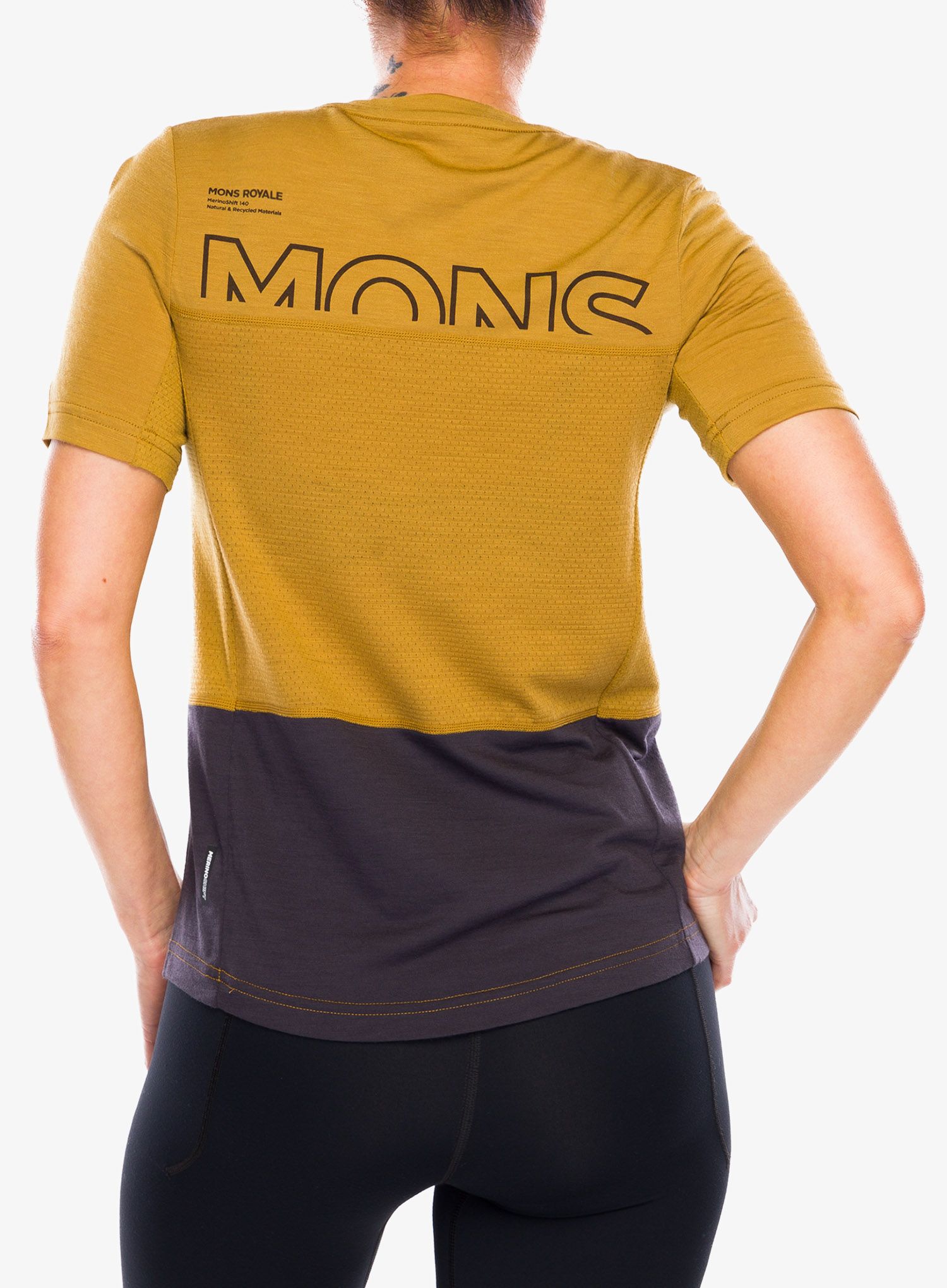Dámské cyklistické triko Mons Royale Tarn Merino Shift Tee - shale/cumin