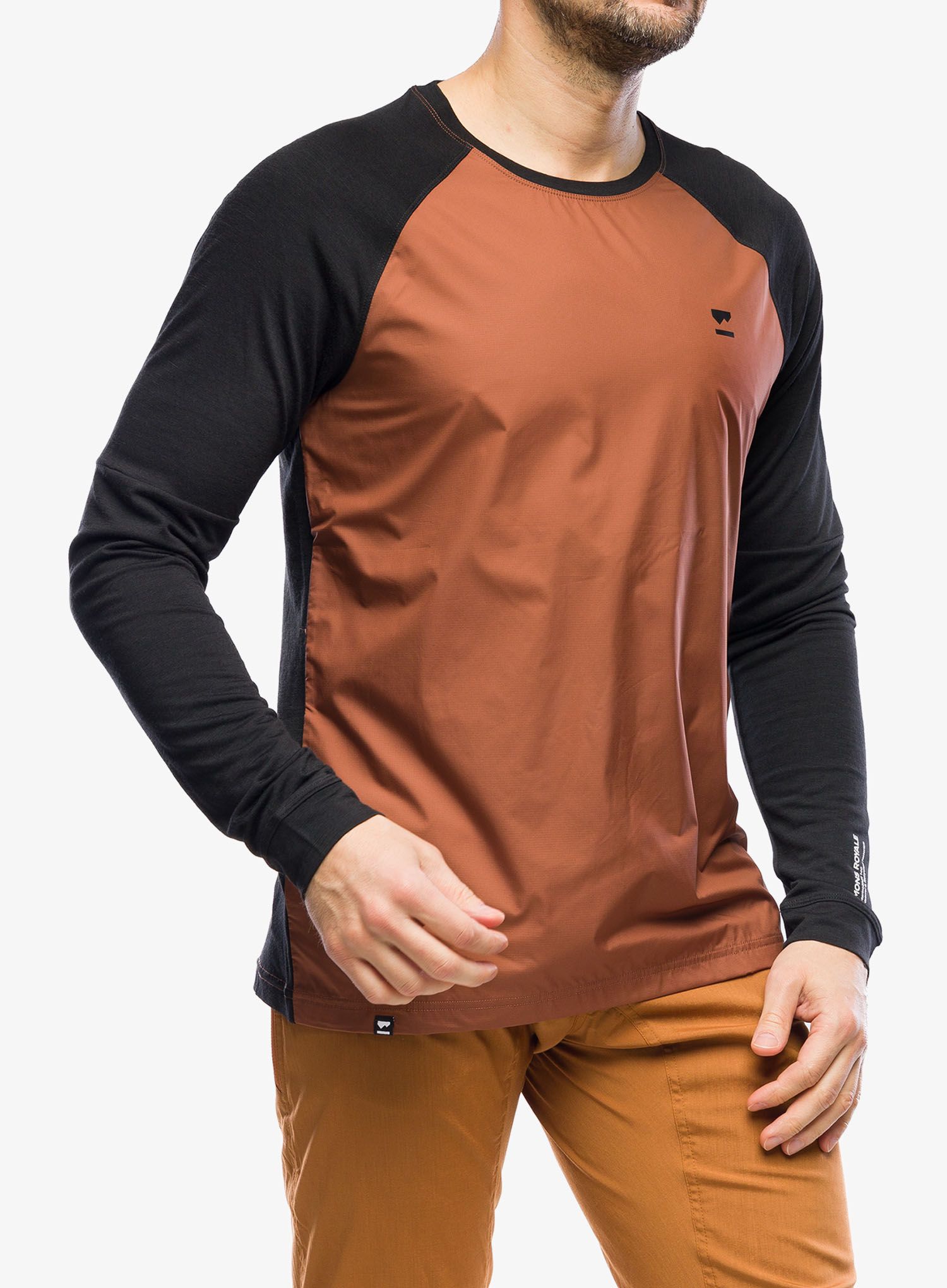 Cyklistická mikina Mons Royale Tarn Merino Shift Wind Jersey - dark copper/black