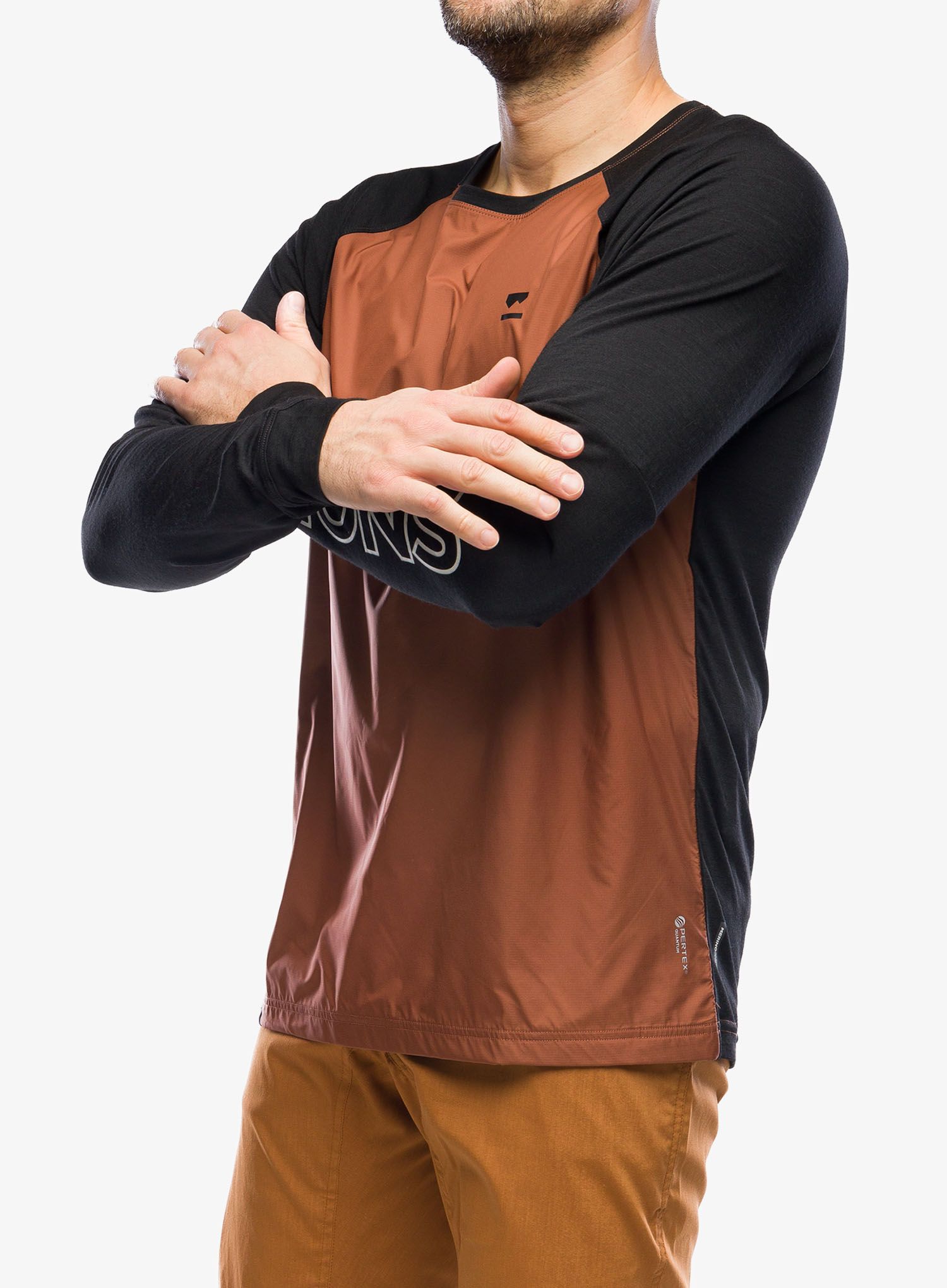 Cyklistická mikina Mons Royale Tarn Merino Shift Wind Jersey - dark copper/black