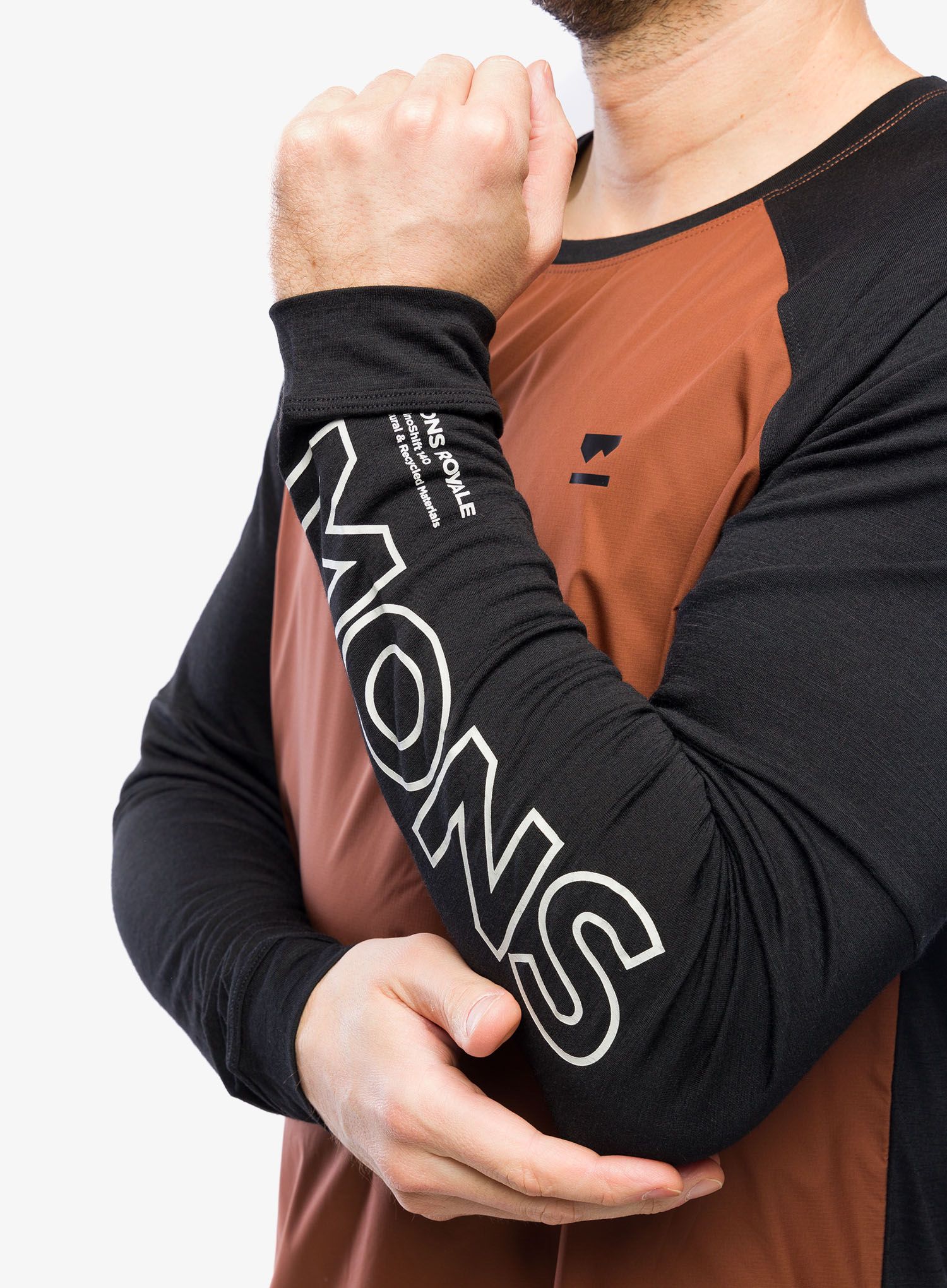 Cyklistická mikina Mons Royale Tarn Merino Shift Wind Jersey - dark copper/black