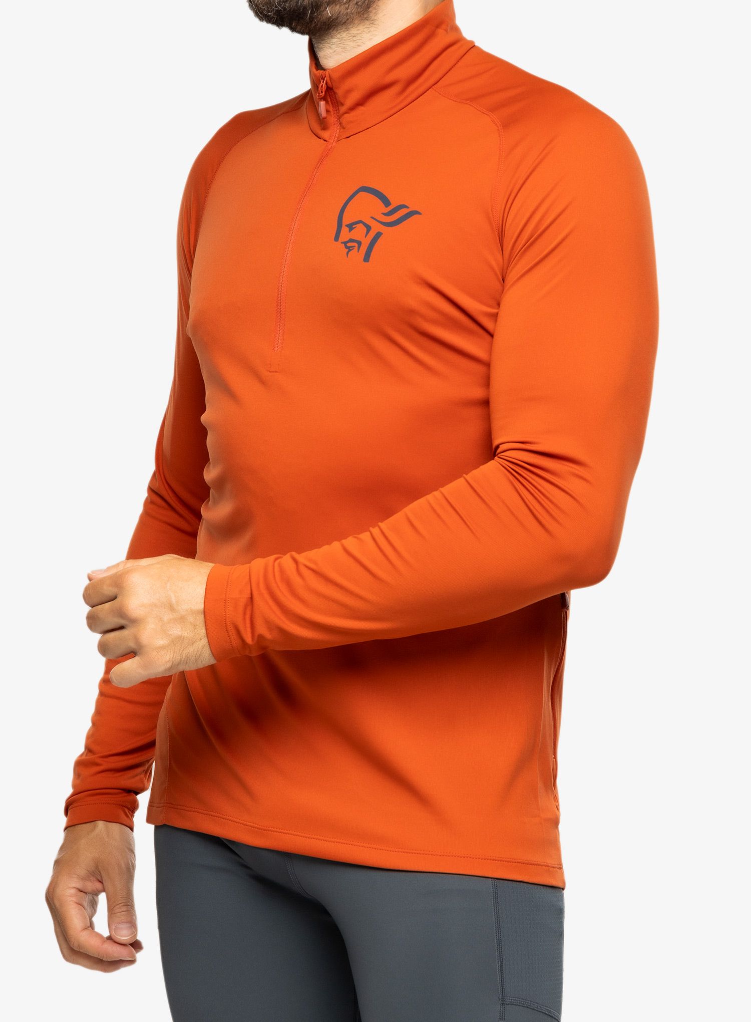 Cyklistická mikina Norrona Fjora Equaliser LS Zip Top - rooibos tea/indigo night