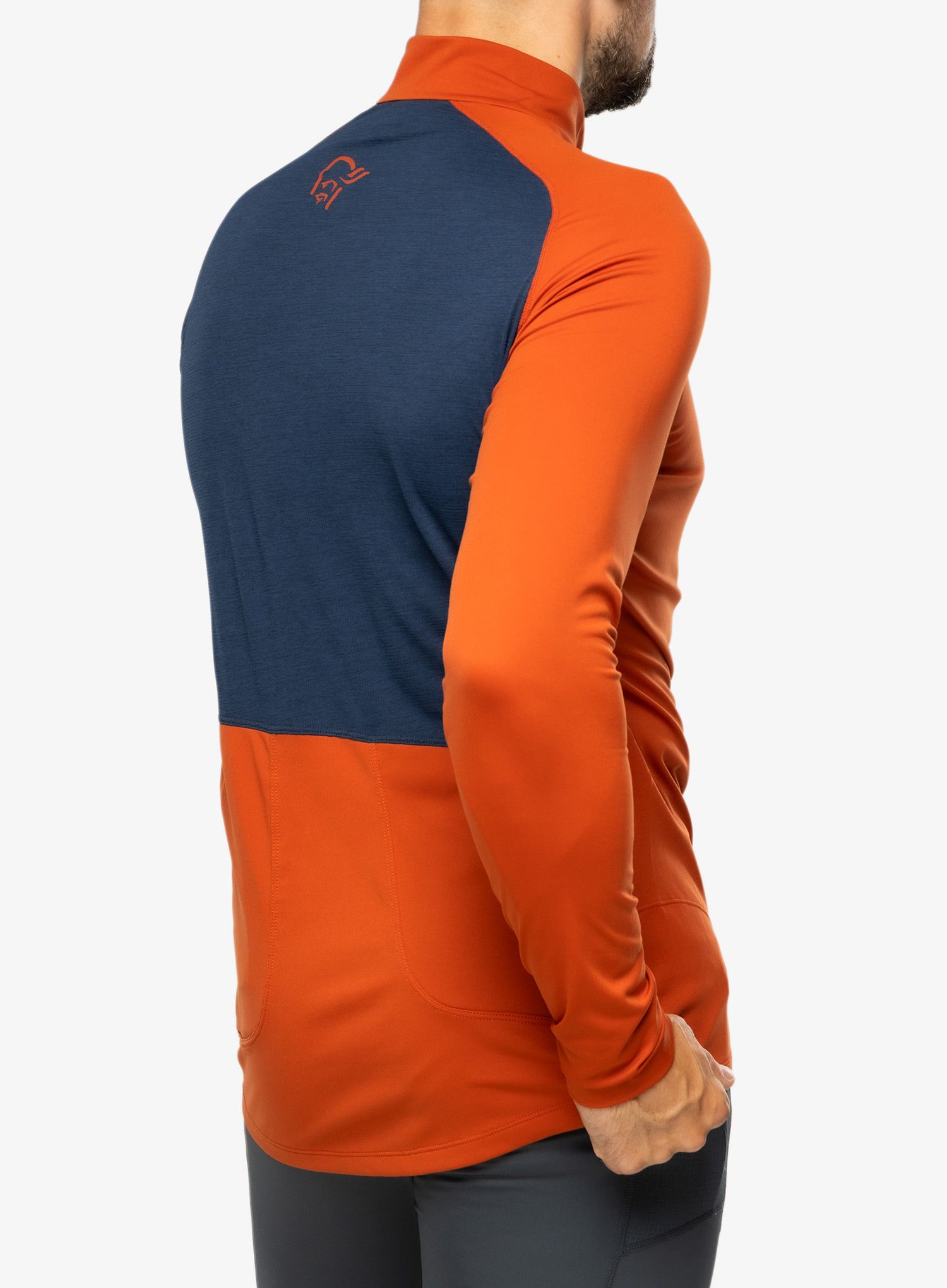 Cyklistická mikina Norrona Fjora Equaliser LS Zip Top - rooibos tea/indigo night