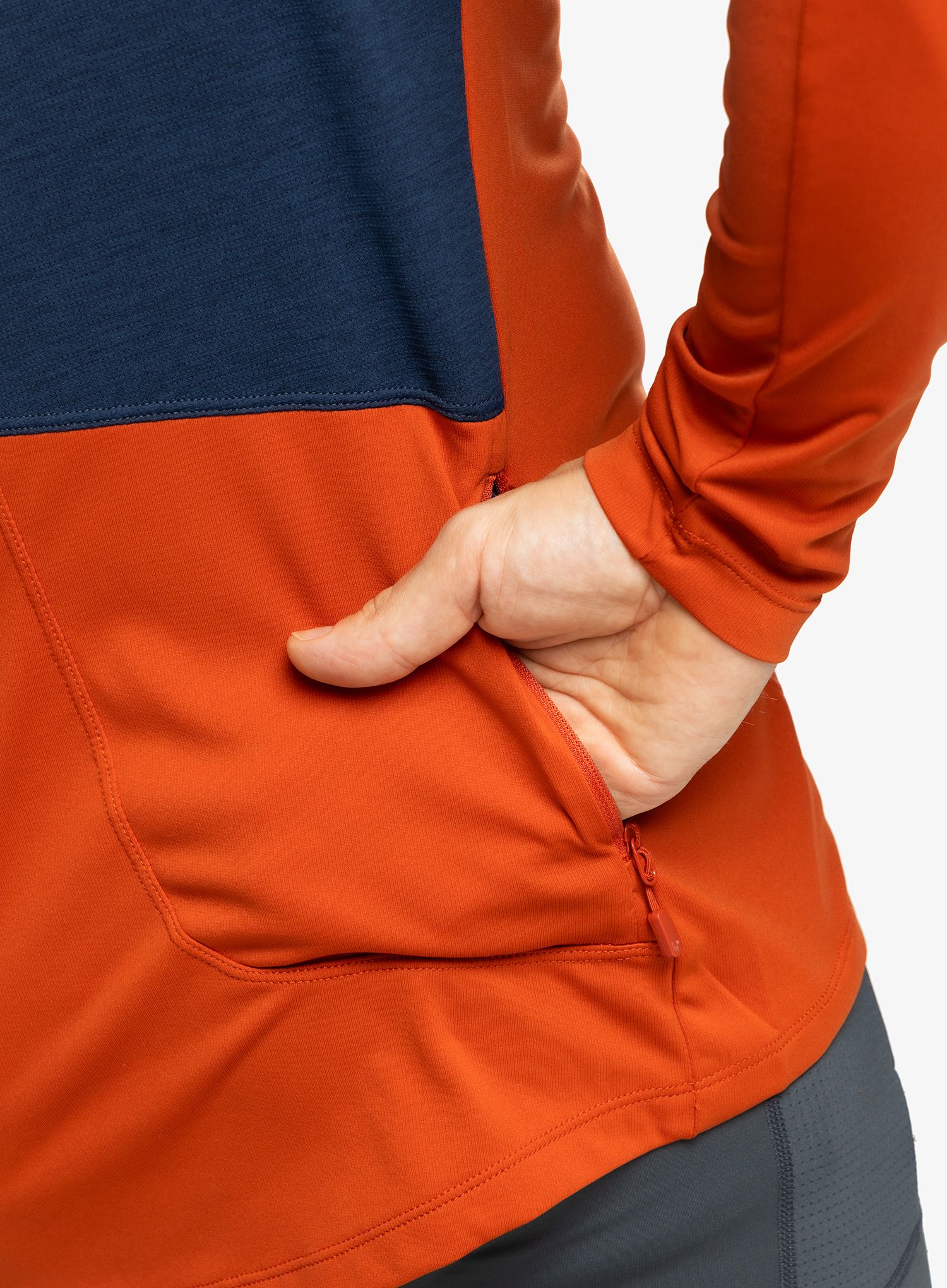 Cyklistická mikina Norrona Fjora Equaliser LS Zip Top - rooibos tea/indigo night