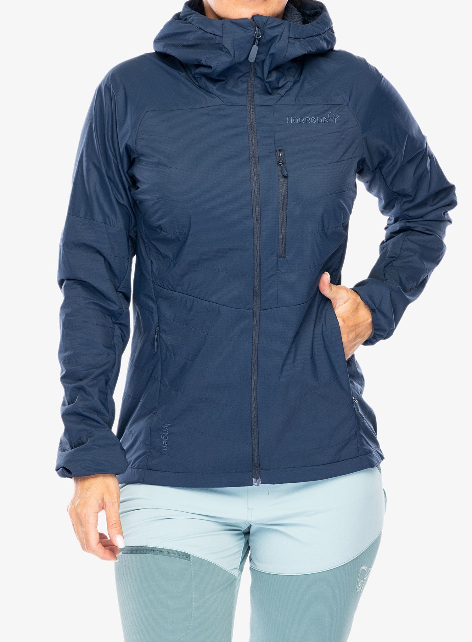 Zateplená bunda dámská Norrona Lyngen Alpha100 Zip Hood - indigo night