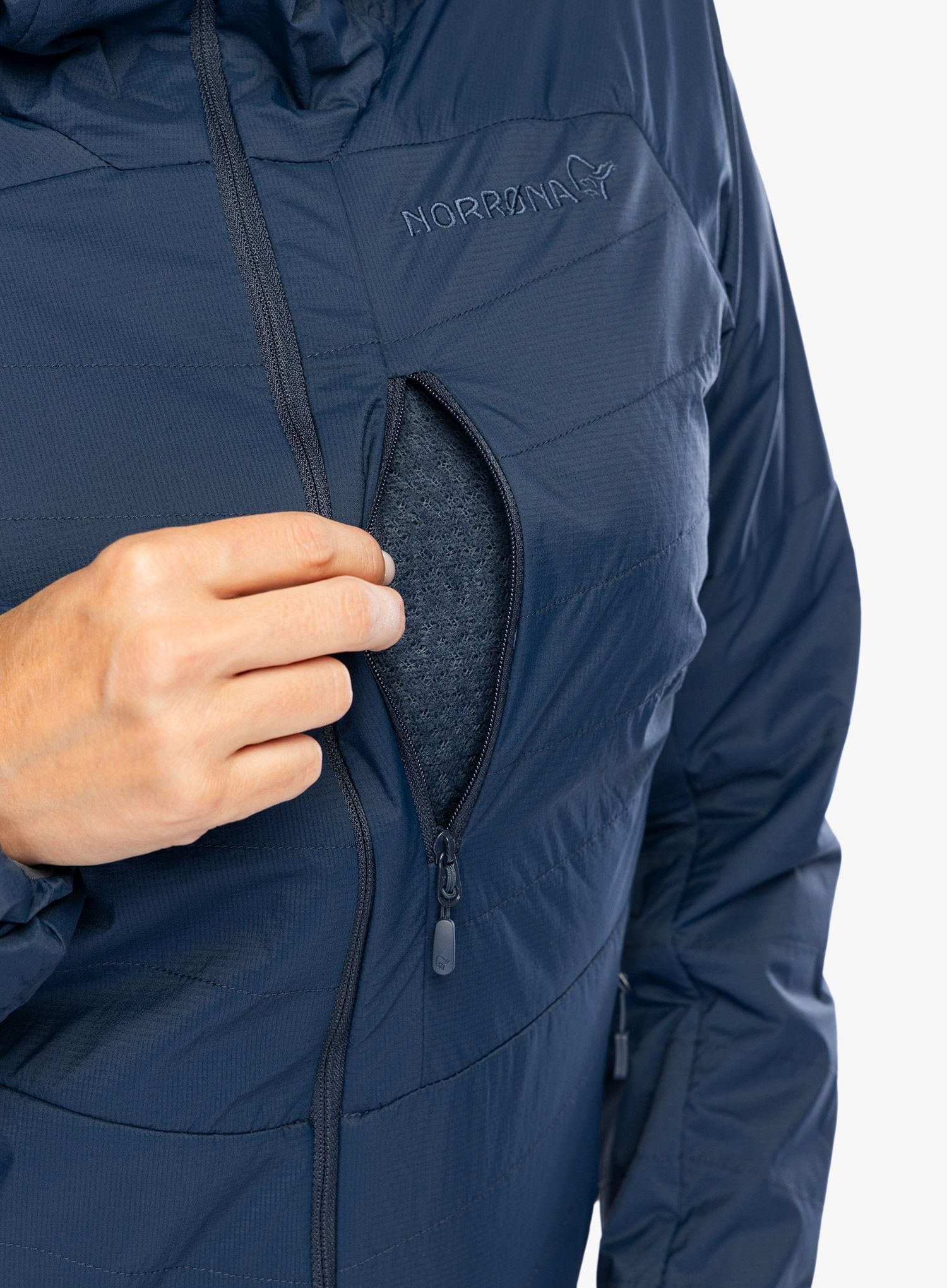Zateplená bunda dámská Norrona Lyngen Alpha100 Zip Hood - indigo night