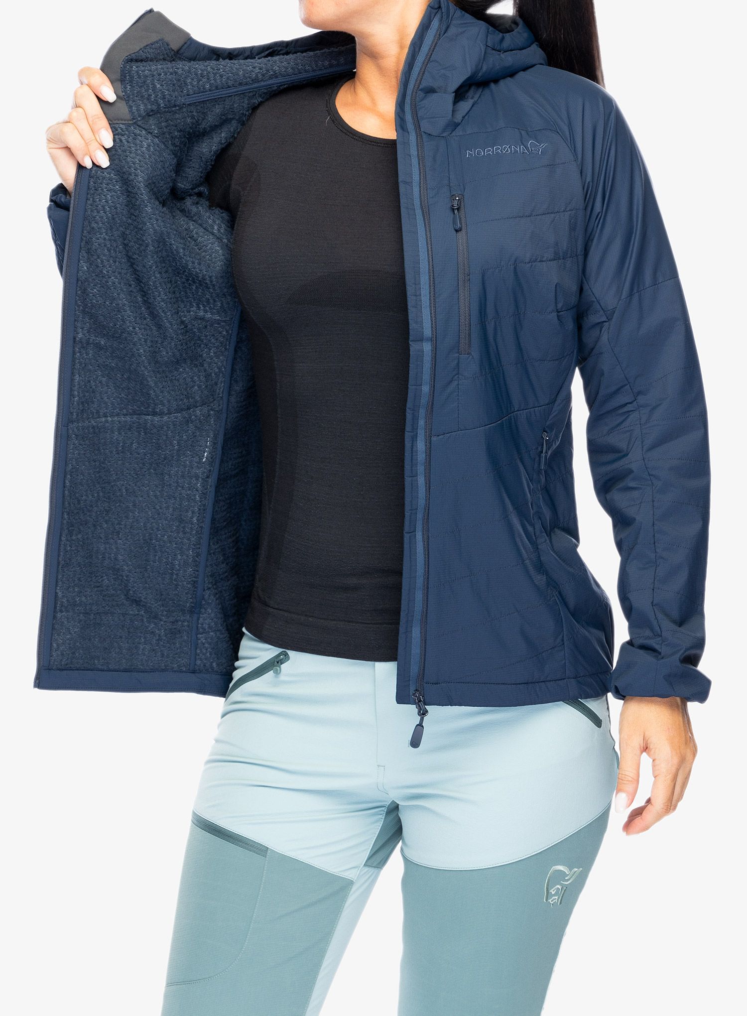 Zateplená bunda dámská Norrona Lyngen Alpha100 Zip Hood - indigo night