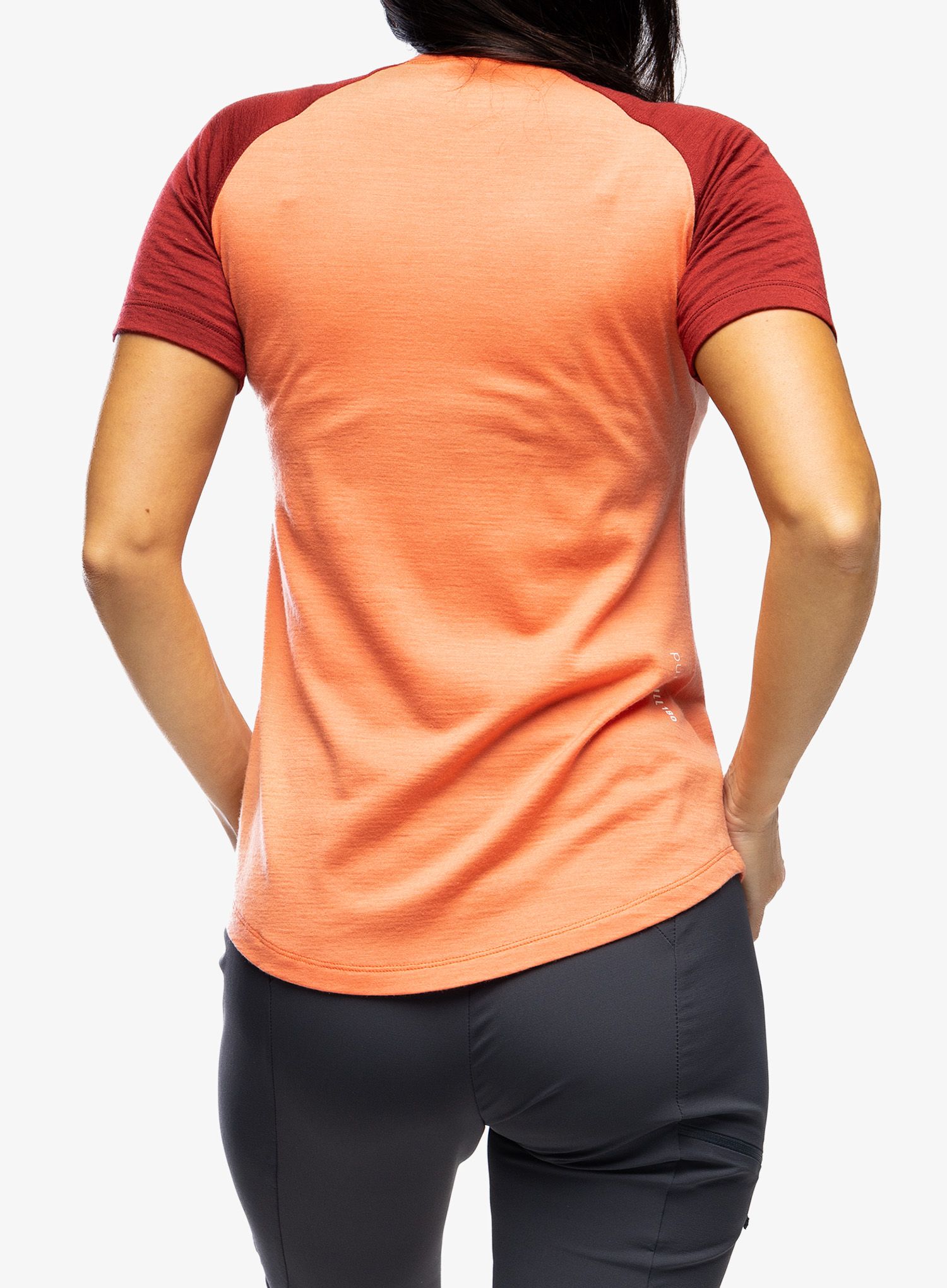 Termo triko dámské Norrona PureUll T-Shirt - orange alert/rhubarb